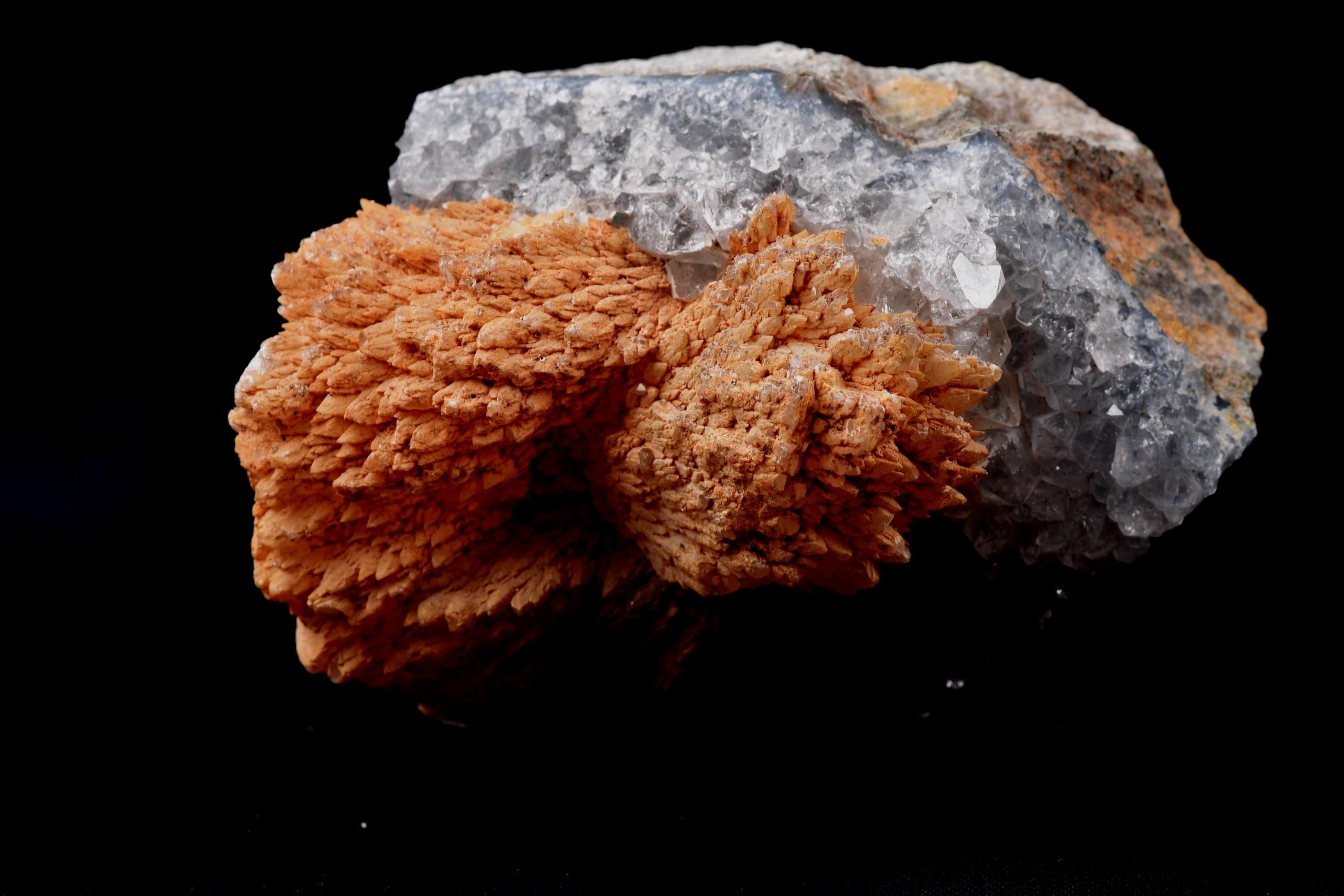 Peach stilbite  flower on quartz  helps with psychic knowing and intuition #8182