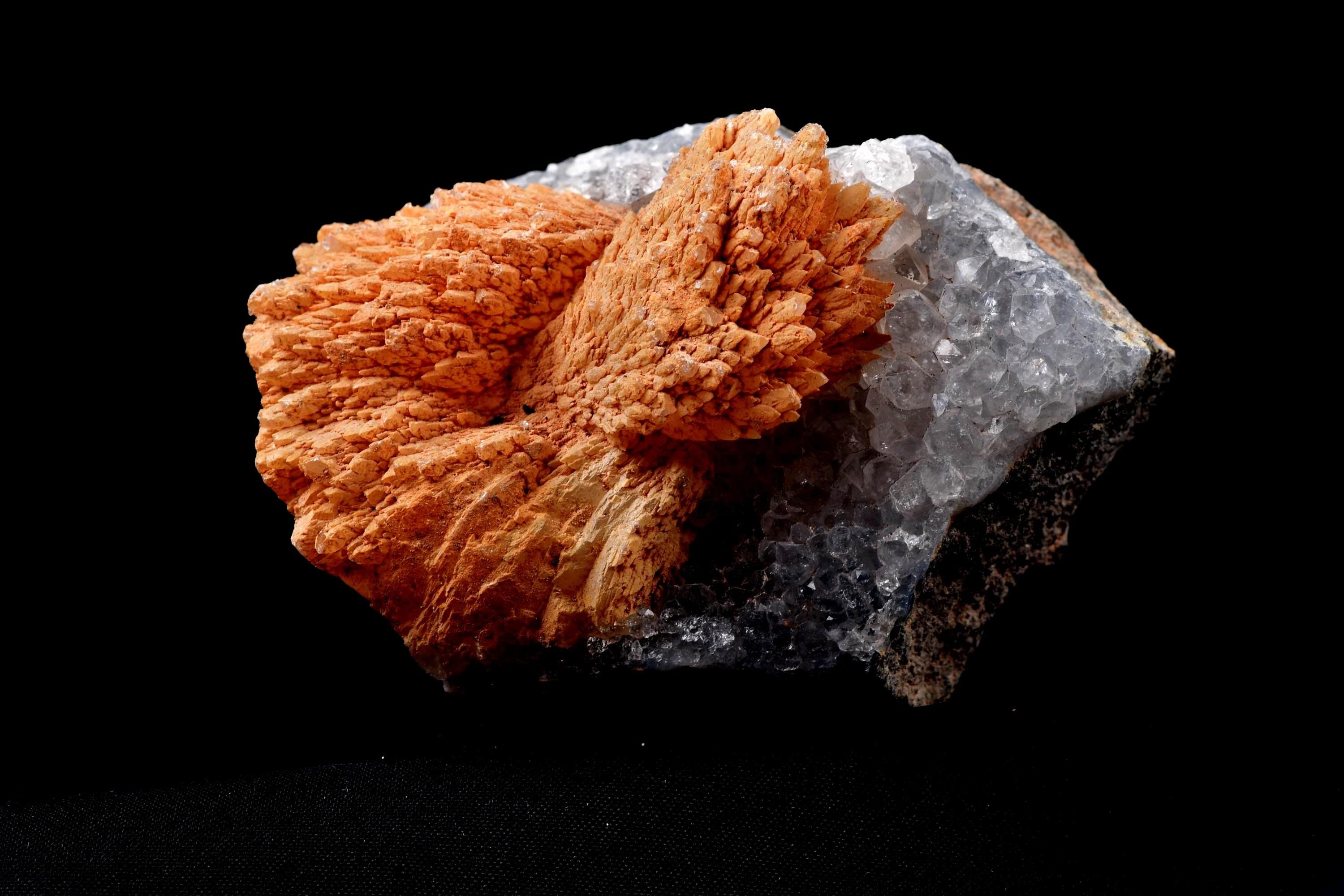 Peach stilbite  flower on quartz  helps with psychic knowing and intuition #8182