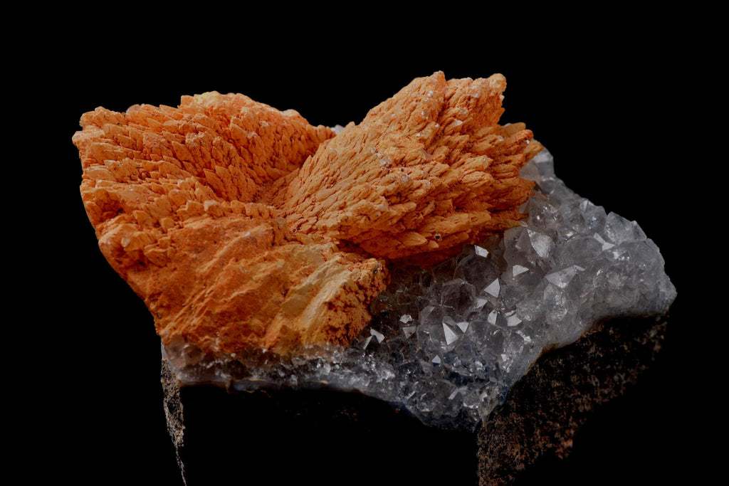 Peach stilbite  flower on quartz  helps with psychic knowing and intuition #8182