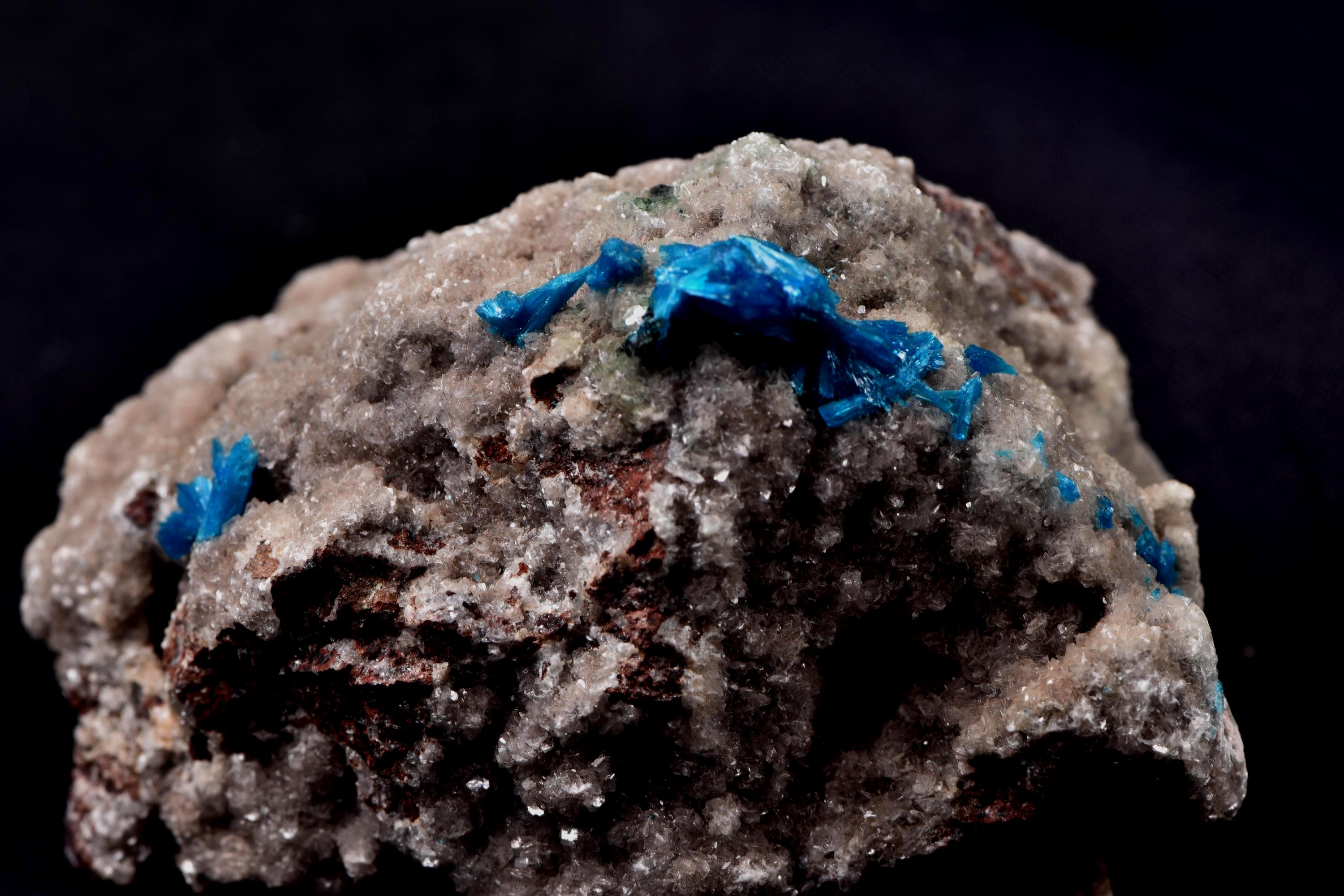 Peacock blue Pentagonite crystal  on heulandite base  third eye and crown chakras, # 8178