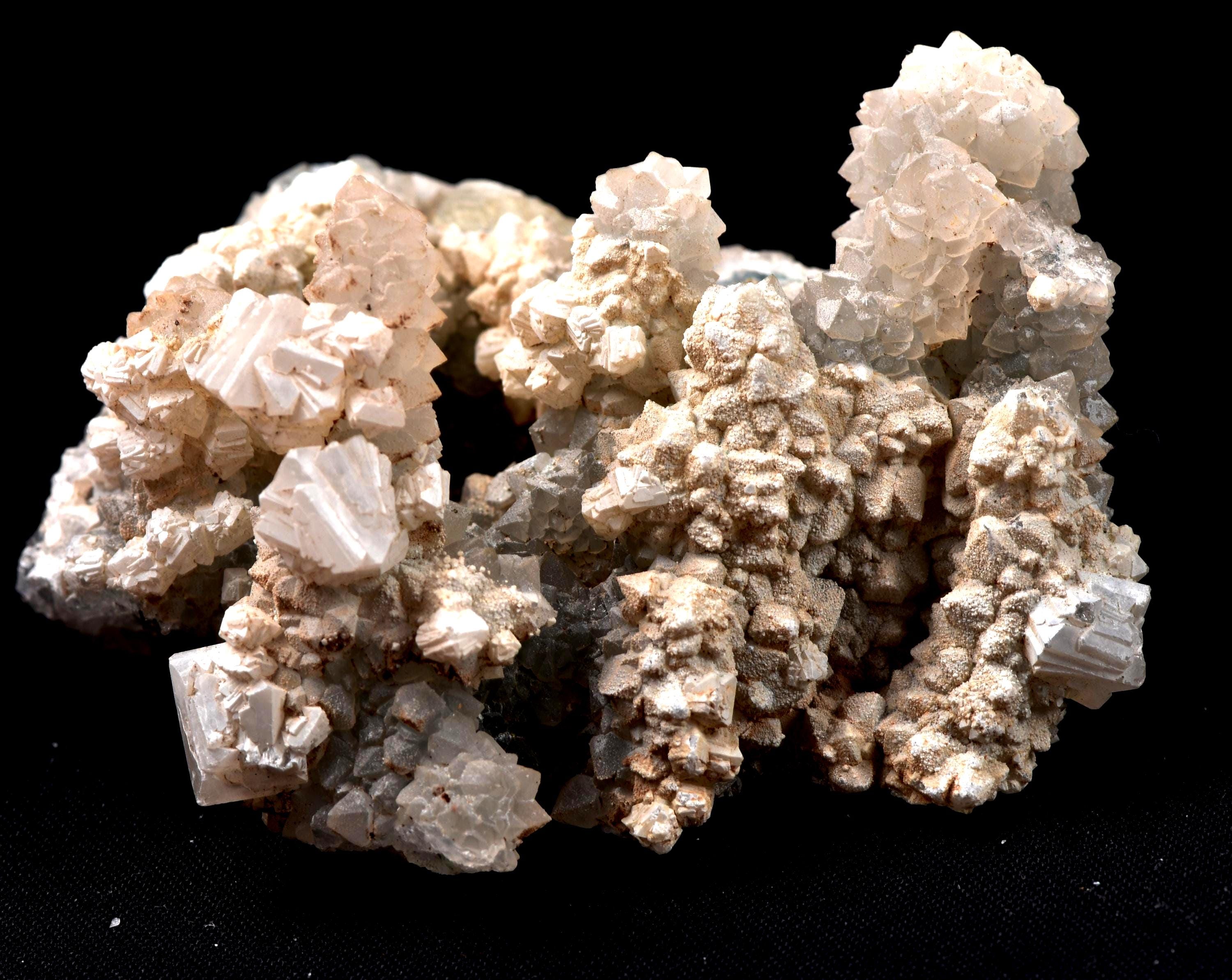 natural grey chalcedony stalagmite with calcite and cave formation #8189
