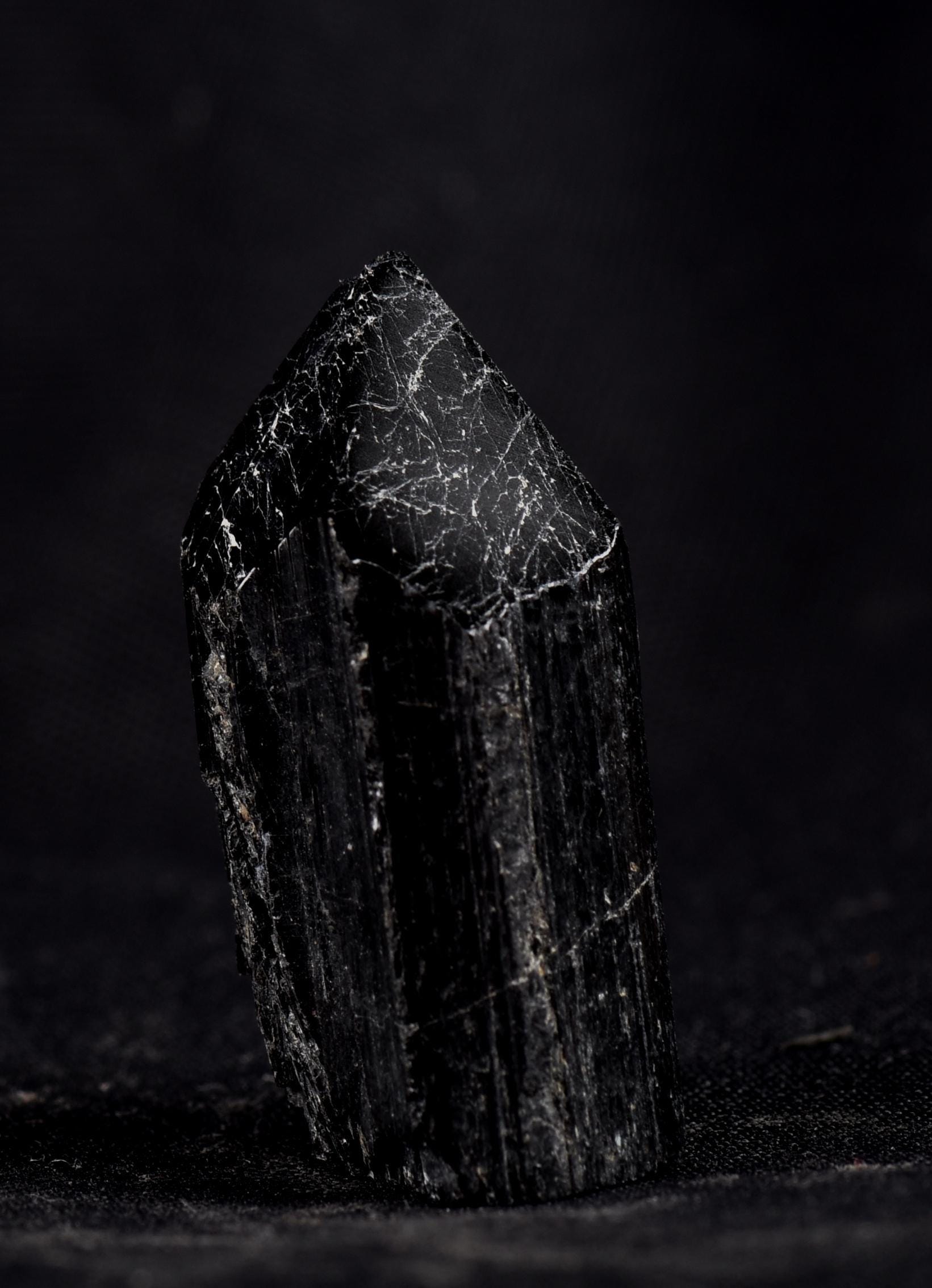 Black tourmaline  pointed pocket wand grounding excess energy 8231