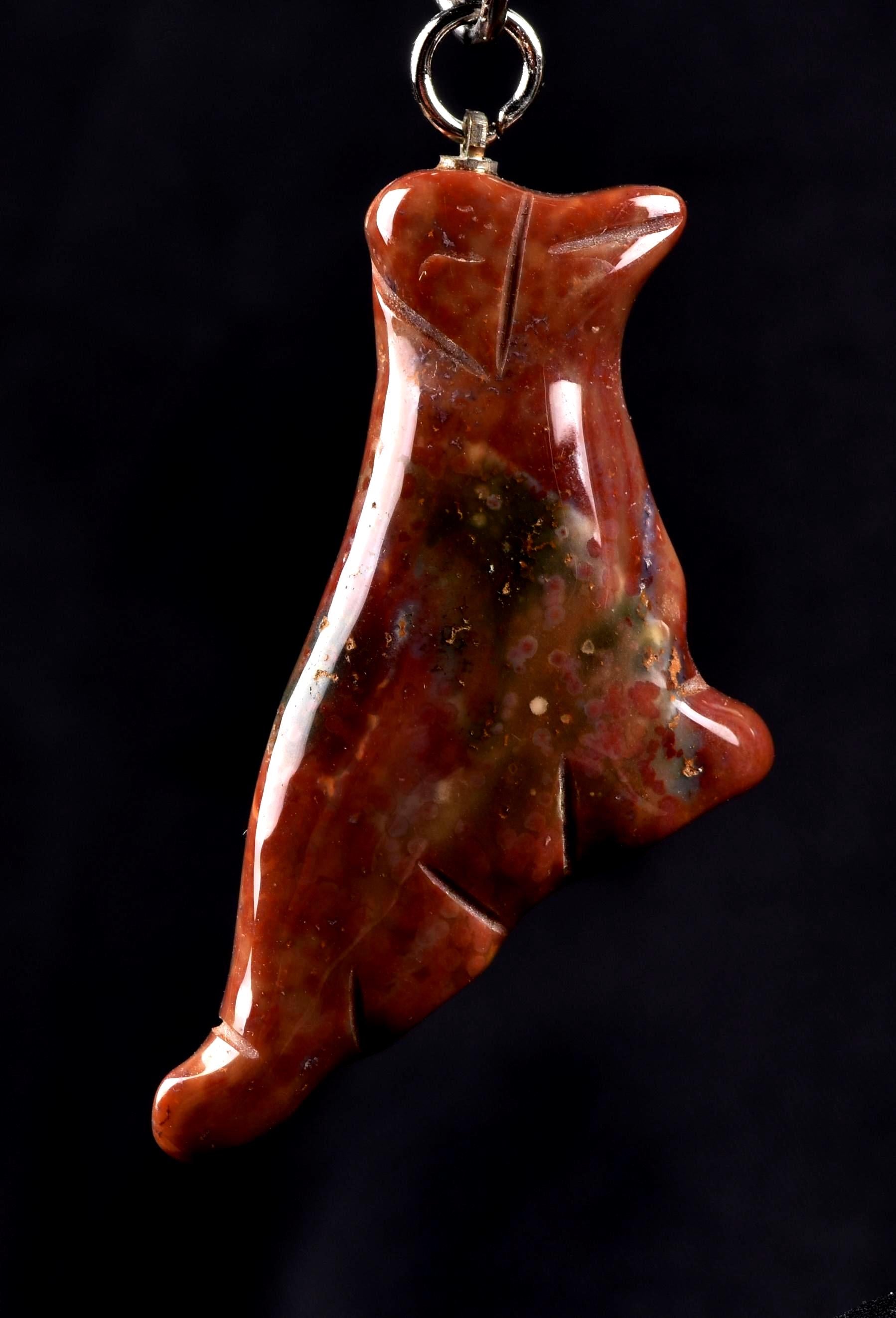 Red jasper dog pendant transmuting emotional, mental and physical pain, 8220