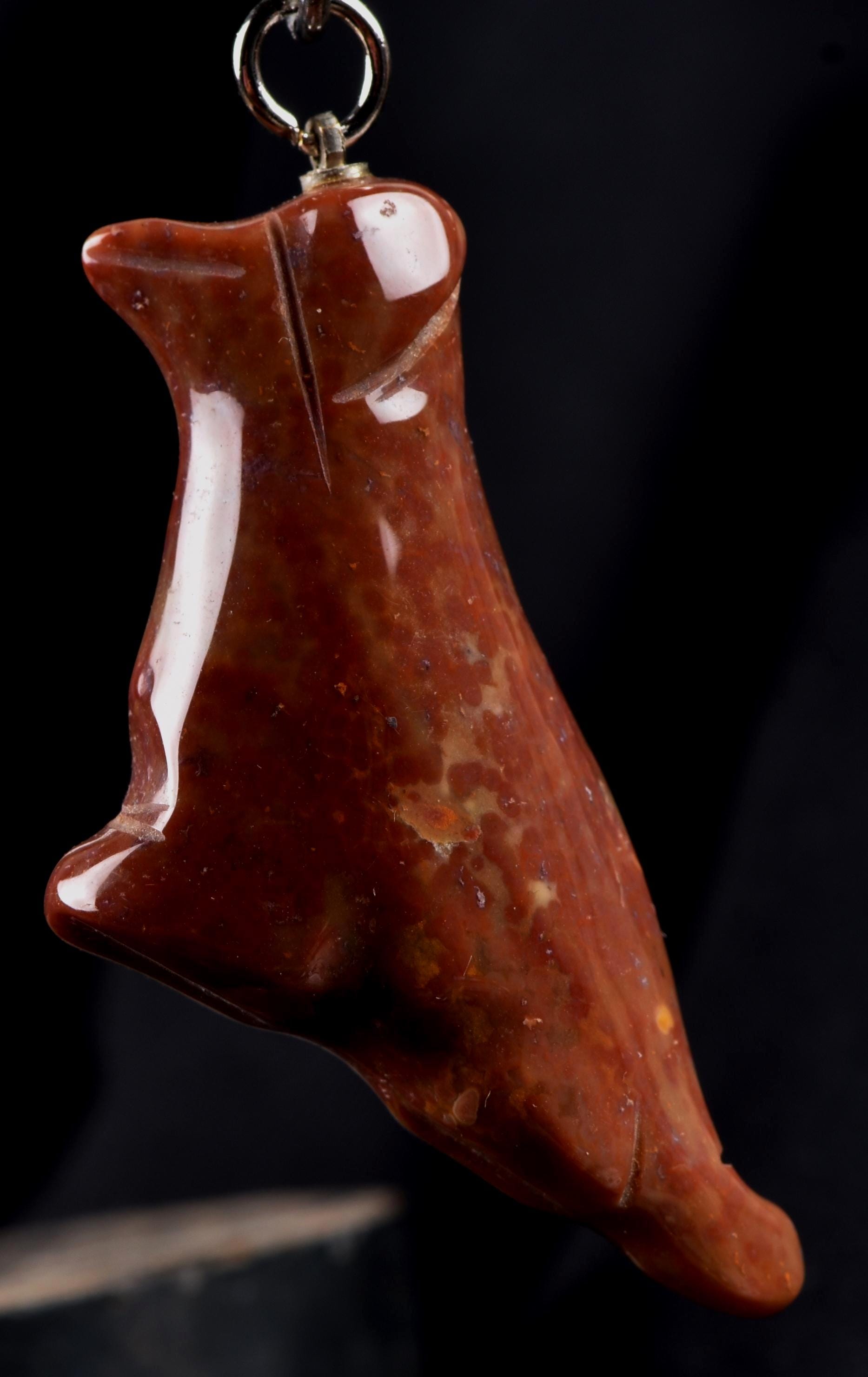 Red jasper dog pendant transmuting emotional, mental and physical pain, 8220