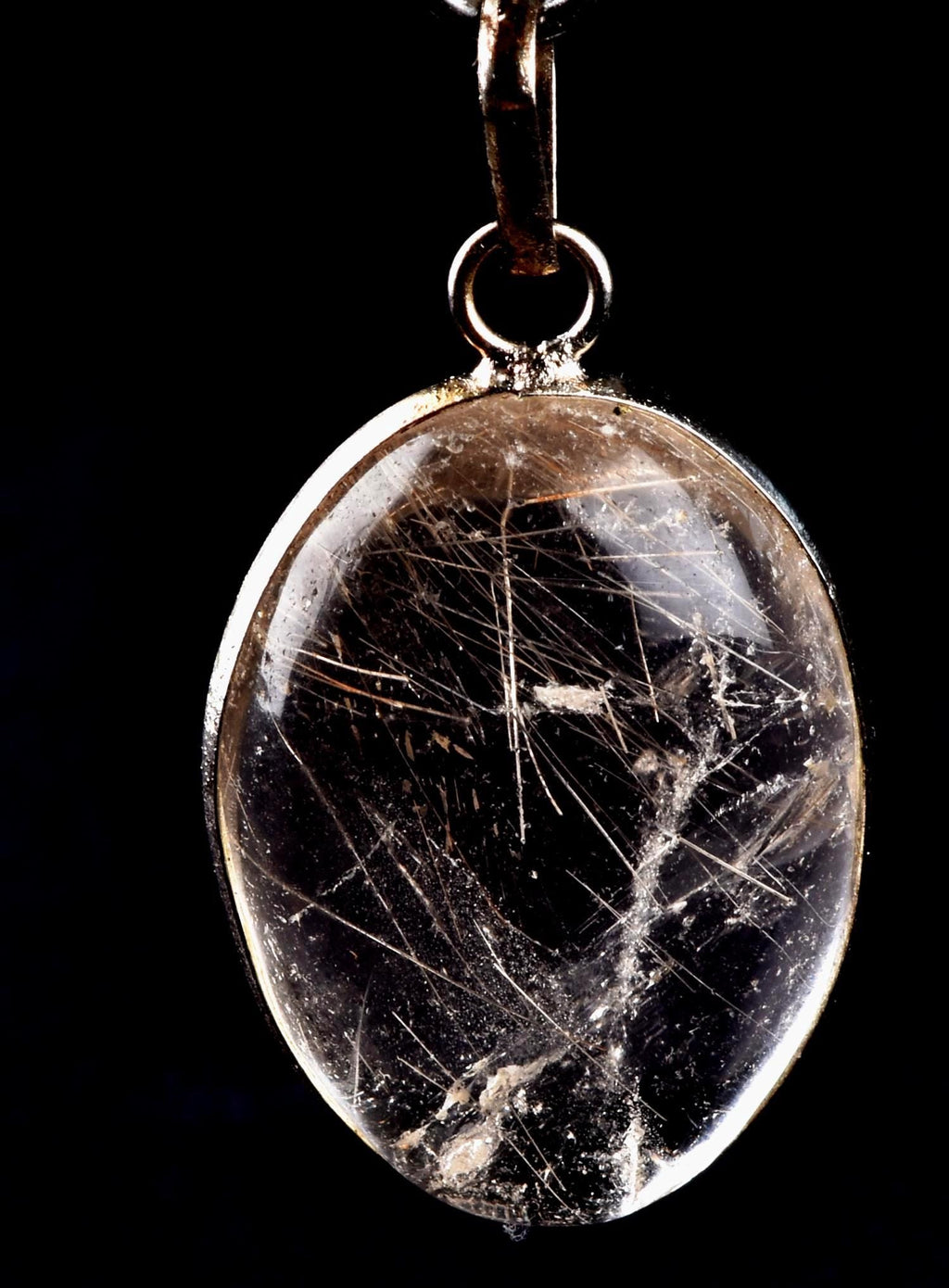 satyaloka silver rutile silver  pendant  cleans aura,scrying,spiritual inspiration #8250