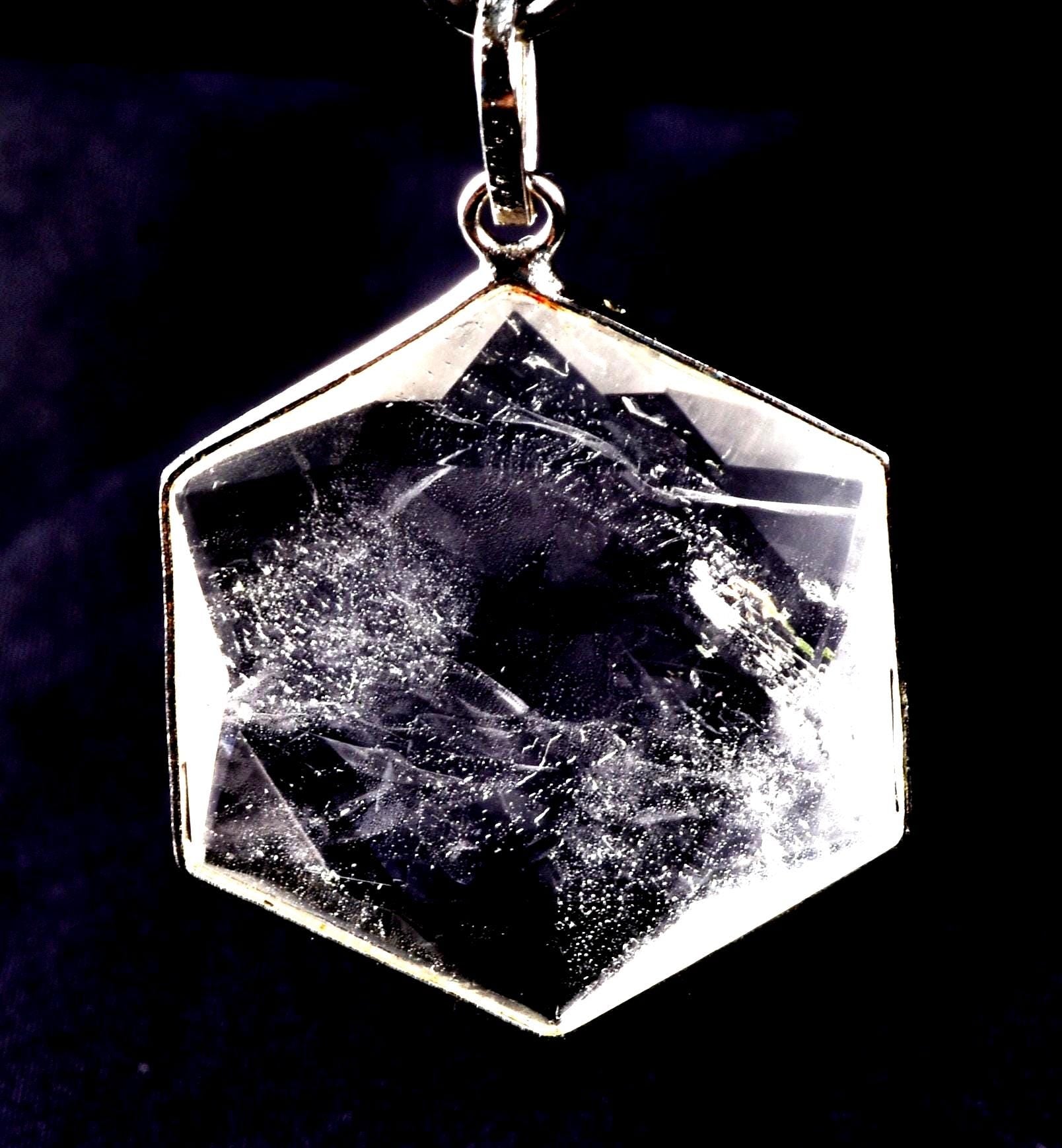 satyaloka Quartz Hexagonal Star Pendant Devic angel  Facilitator Accelerator| Hexagram | Sacred Geometry 8260