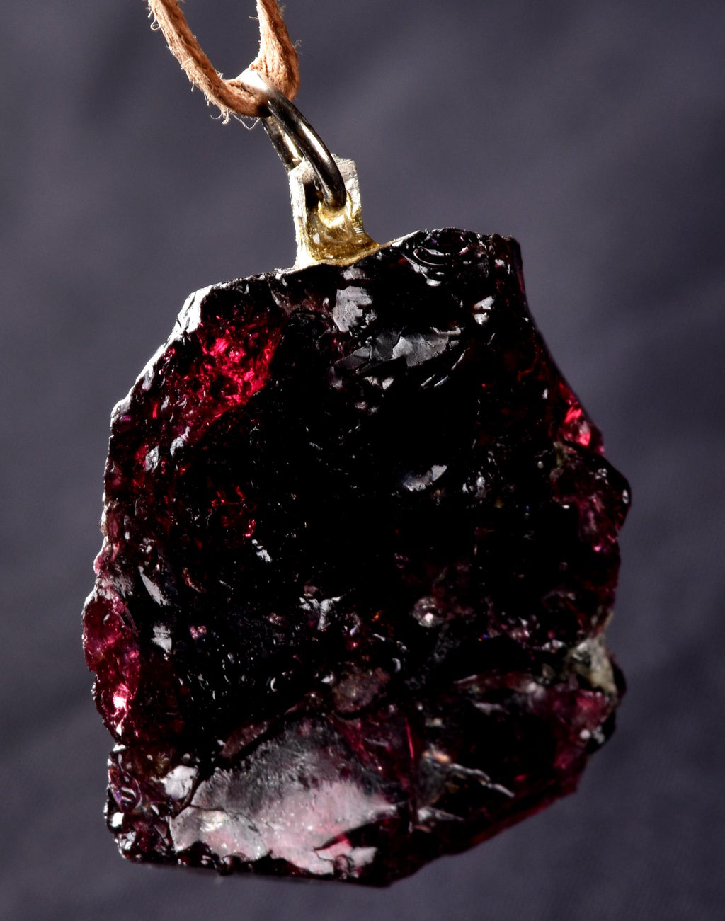 Garnet natural  juicy gem free form pendant passion courage shaman with cord # 8261