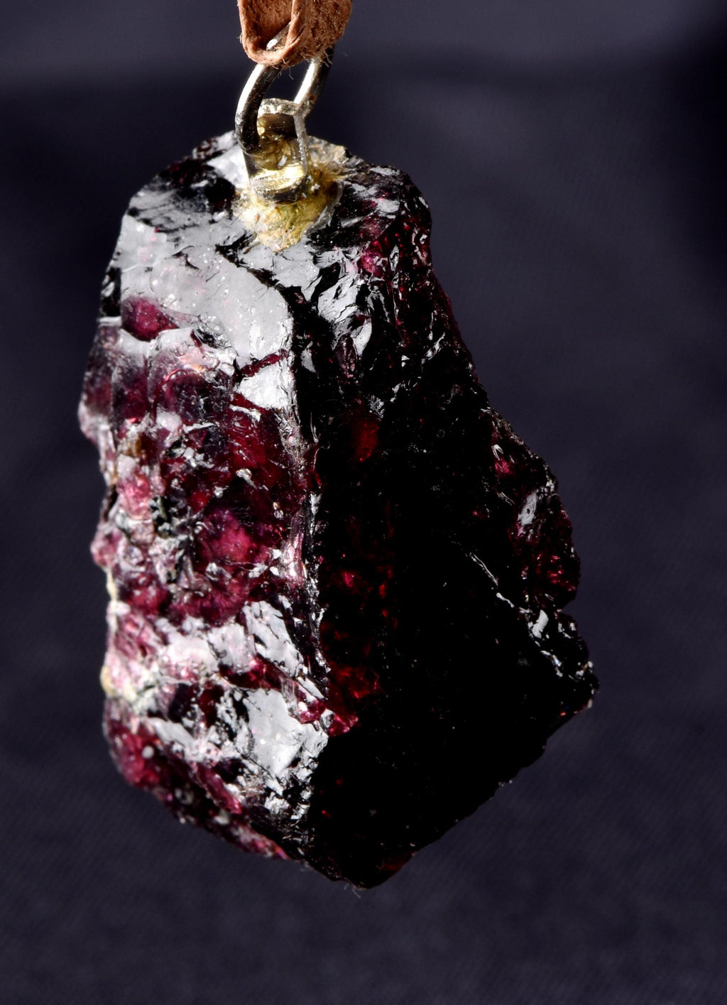 Garnet natural  juicy gem free form pendant passion courage shaman with cord # 8261