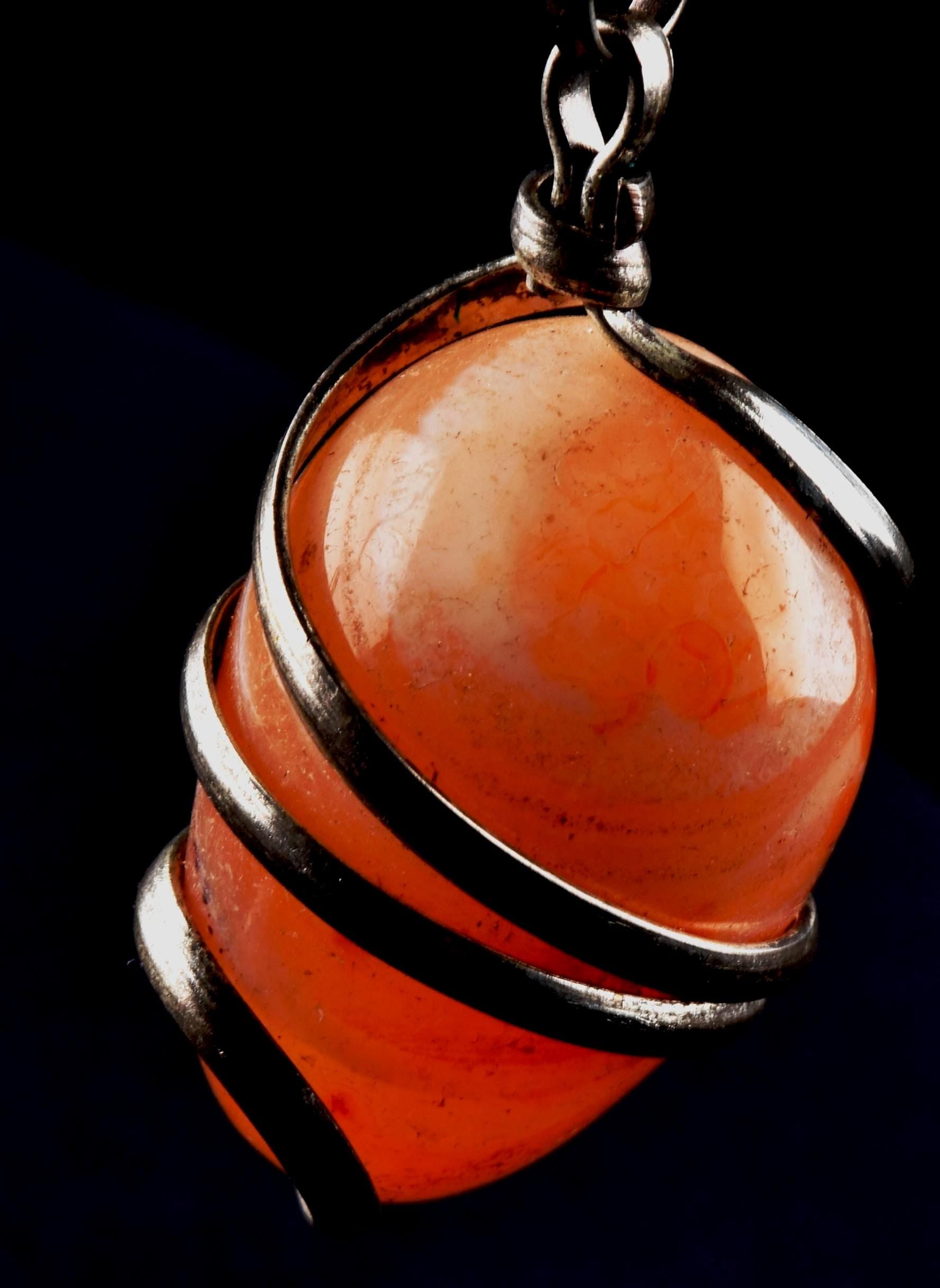 Rare Mystic Sulemani  pink Carnelian pendant natural  ''evil eye'' stone # 8252