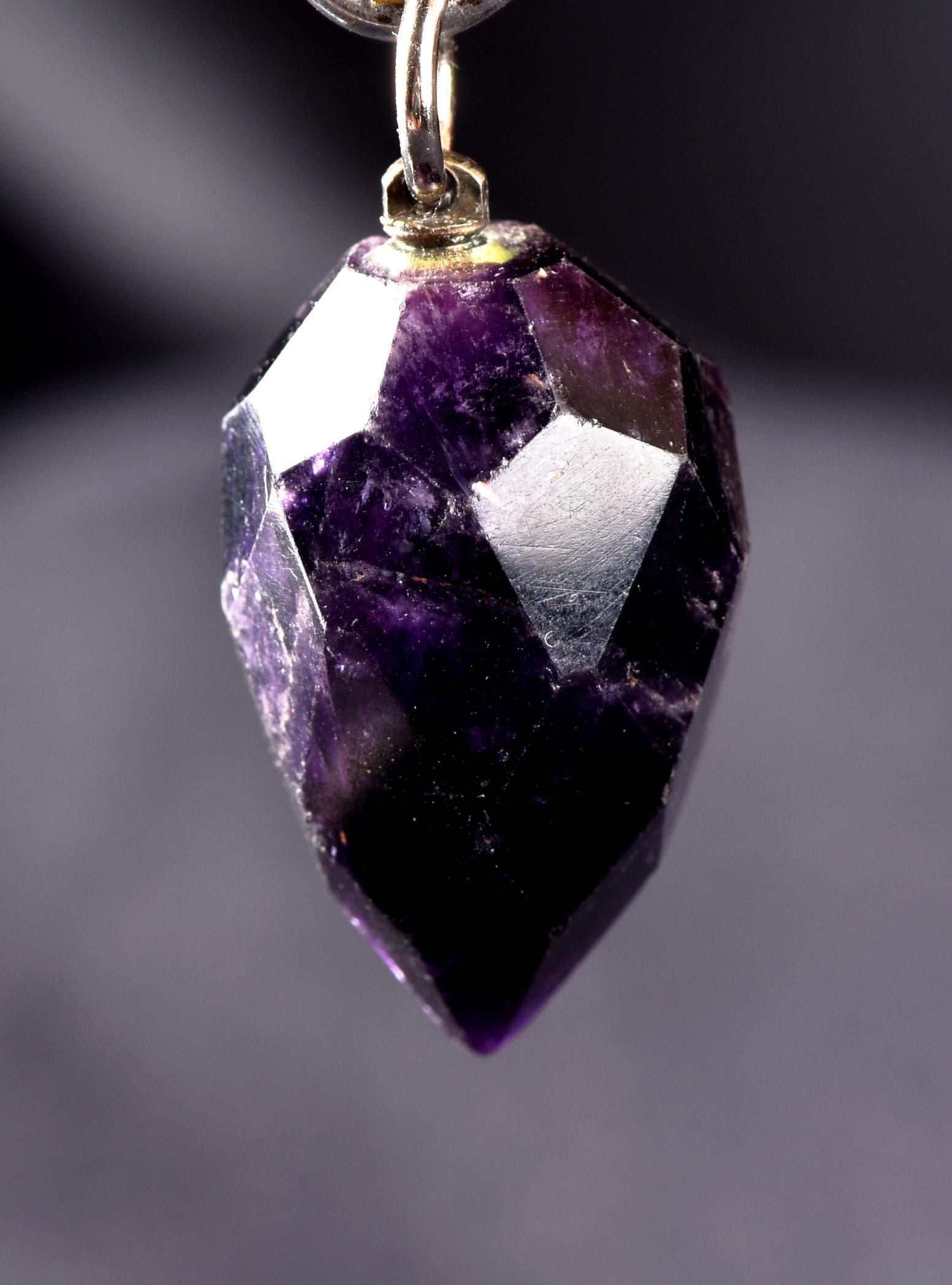 Dark Amethyst  grape faceted pendant  cell regeneration,negative ion generation  #8271