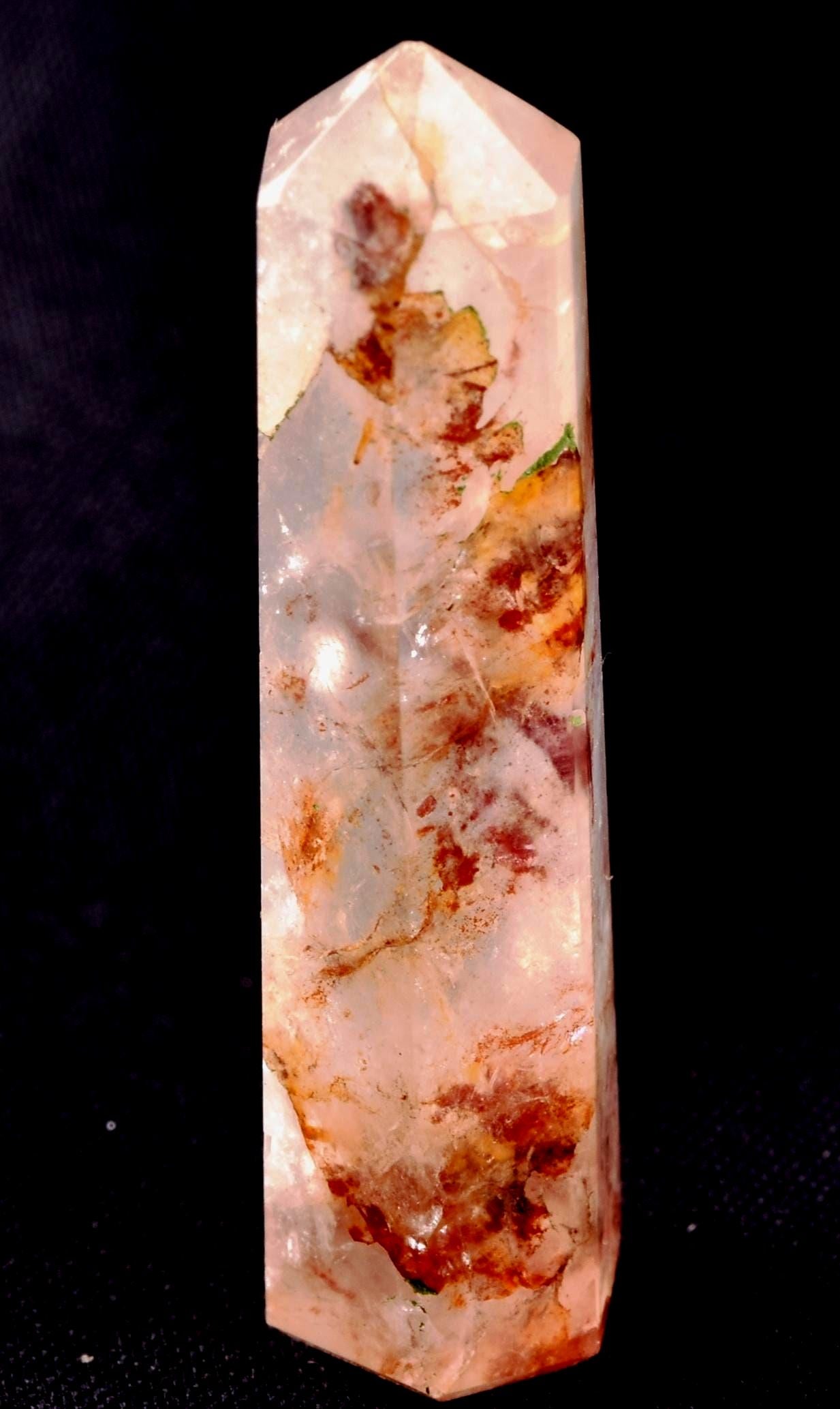 Himalayan Red   agnitite  pocket obelisk  Spiritual spark of supra mental transformation   # 8280