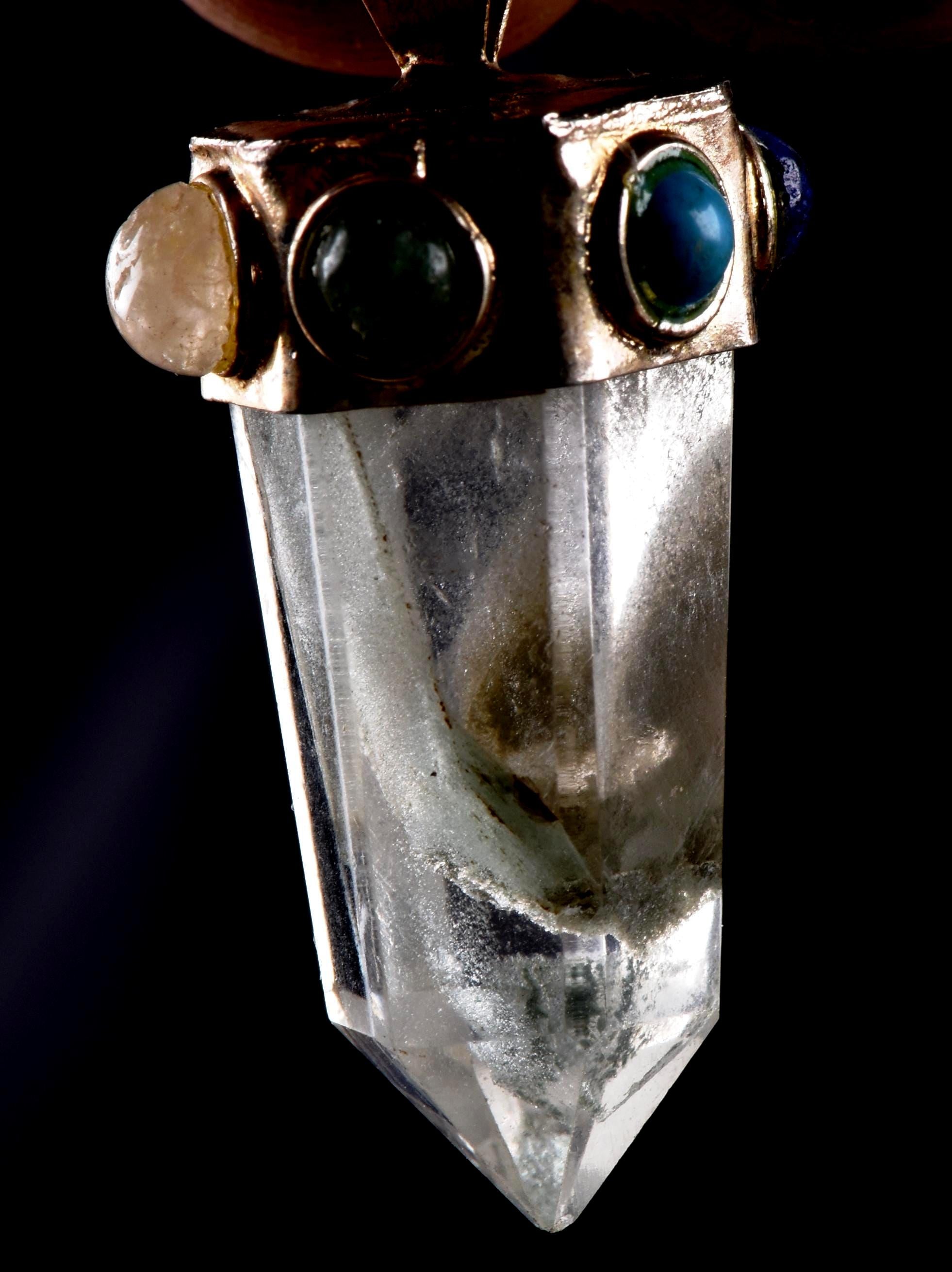Himalayan lemurian  manifestation quartz  baby quartz inside rainbow   crystal  special multi gem pendant#7308