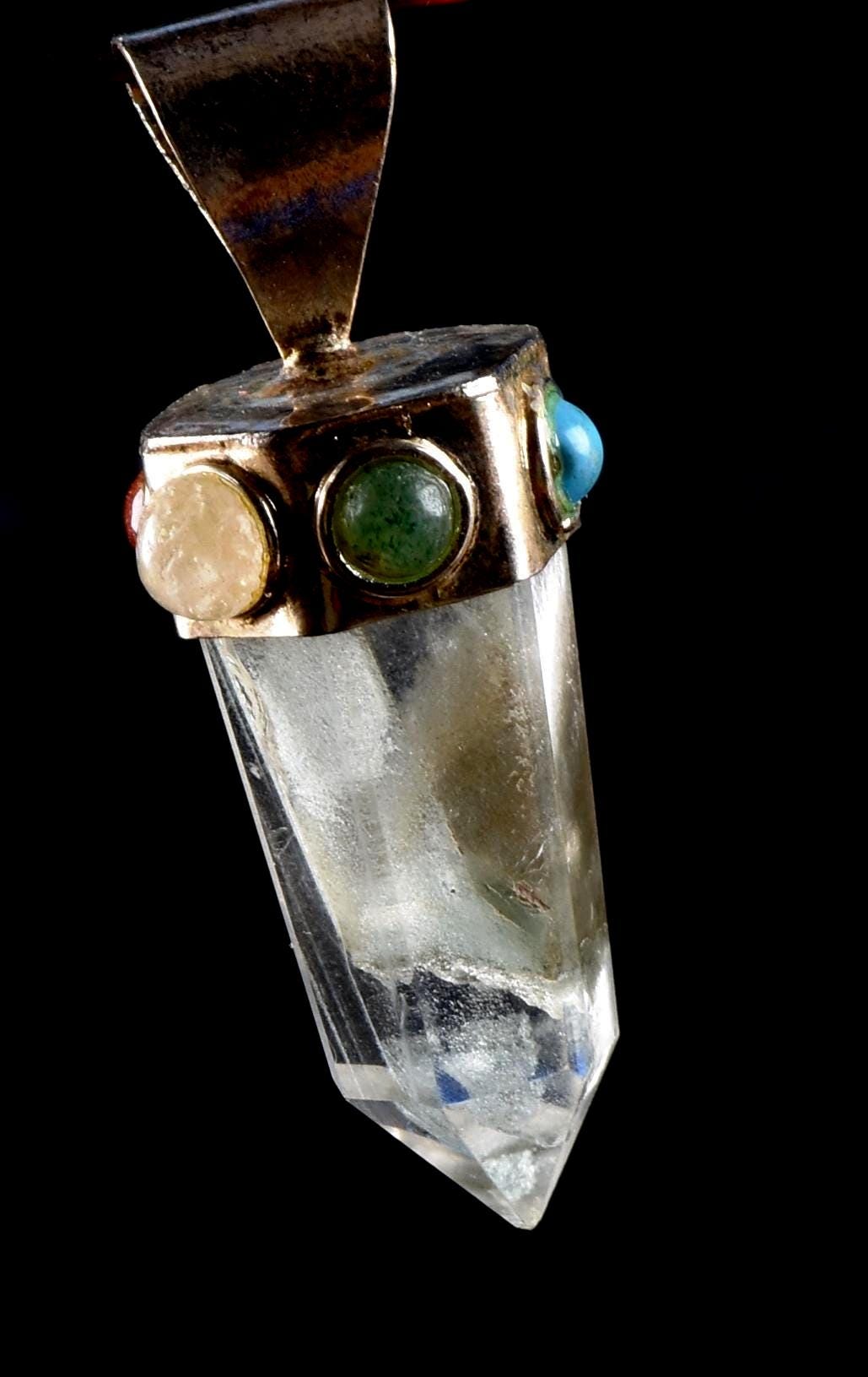 Himalayan lemurian  manifestation quartz  baby quartz inside rainbow   crystal  special multi gem pendant#7308