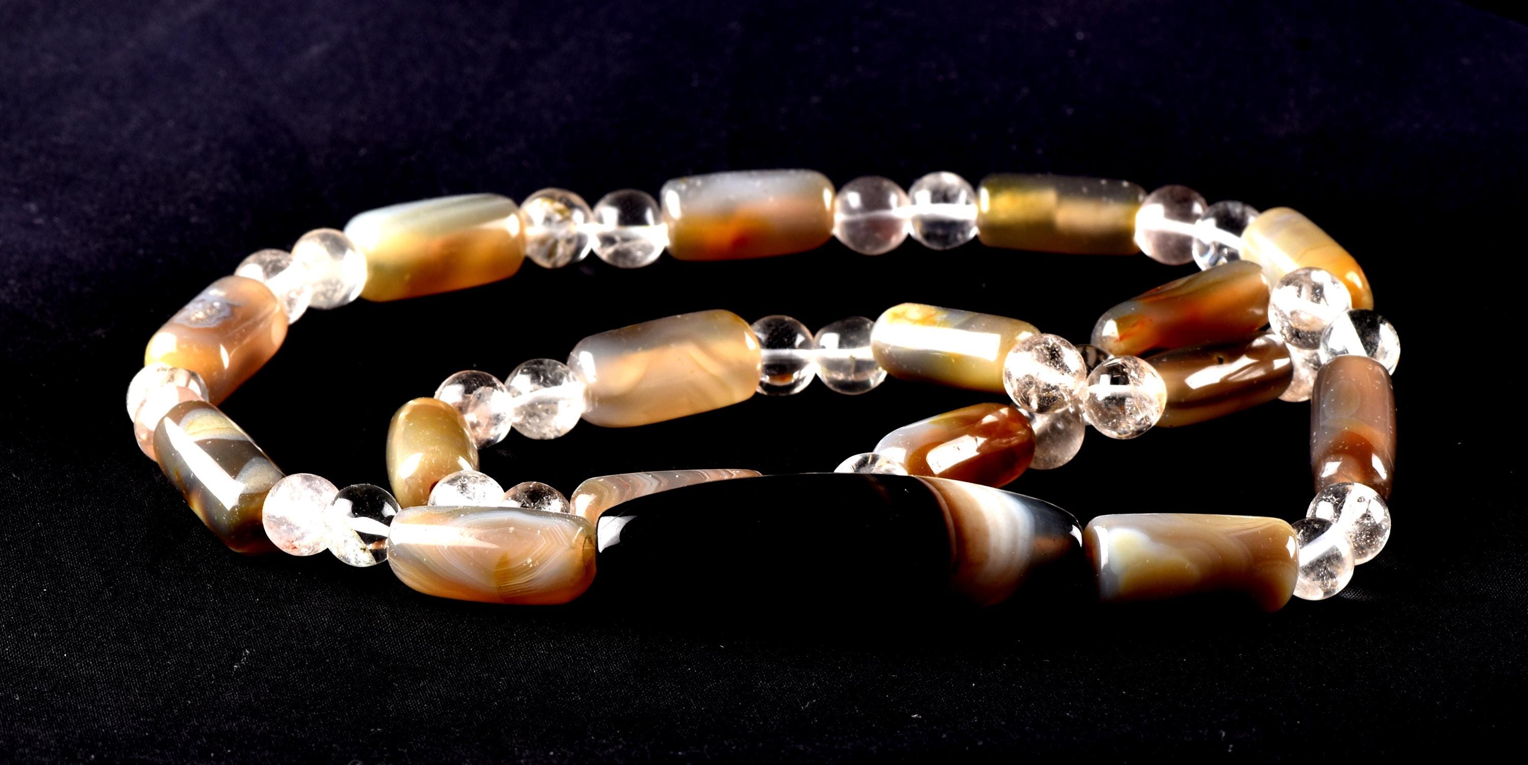 old rare Mystic Sulemani  bhaisajyaguru soloman bead necklace  shaman protection reach patina  # 8292