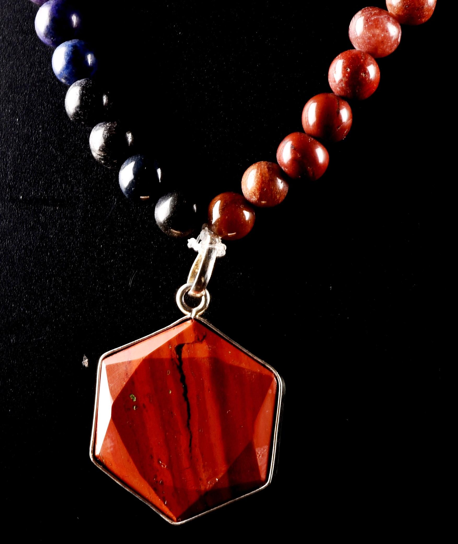 Satyaloka  Amethyst Golden Healer green aventurian  Necklace, Jasper Hexagonal  Pendant 8296