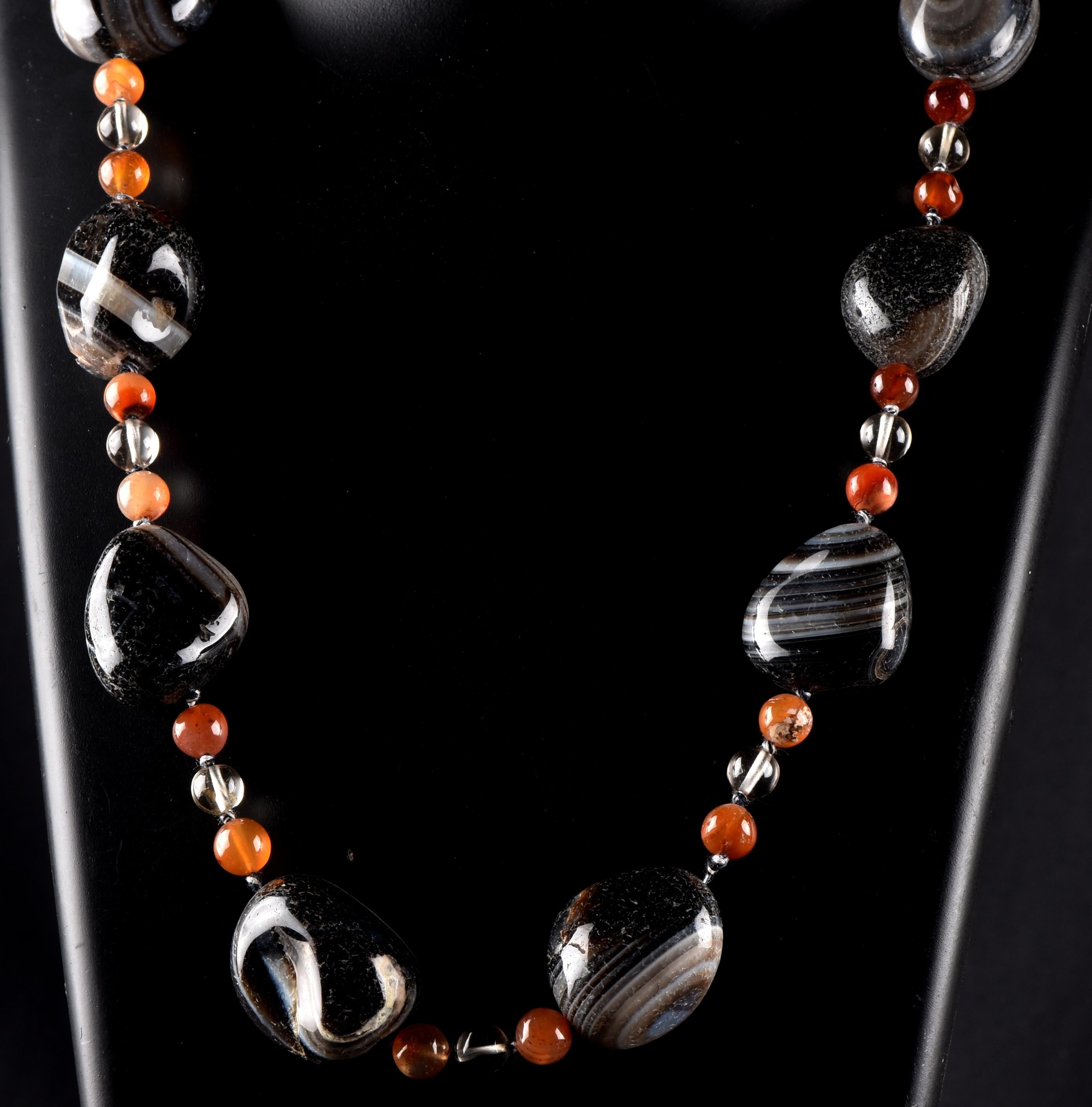 old rare Mystic Sulemani  soloman bead necklace  shaman protection reach patina  # 8300