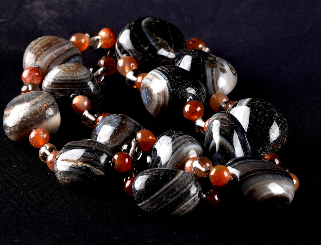 old rare Mystic Sulemani  soloman bead necklace  shaman protection reach patina  # 8300