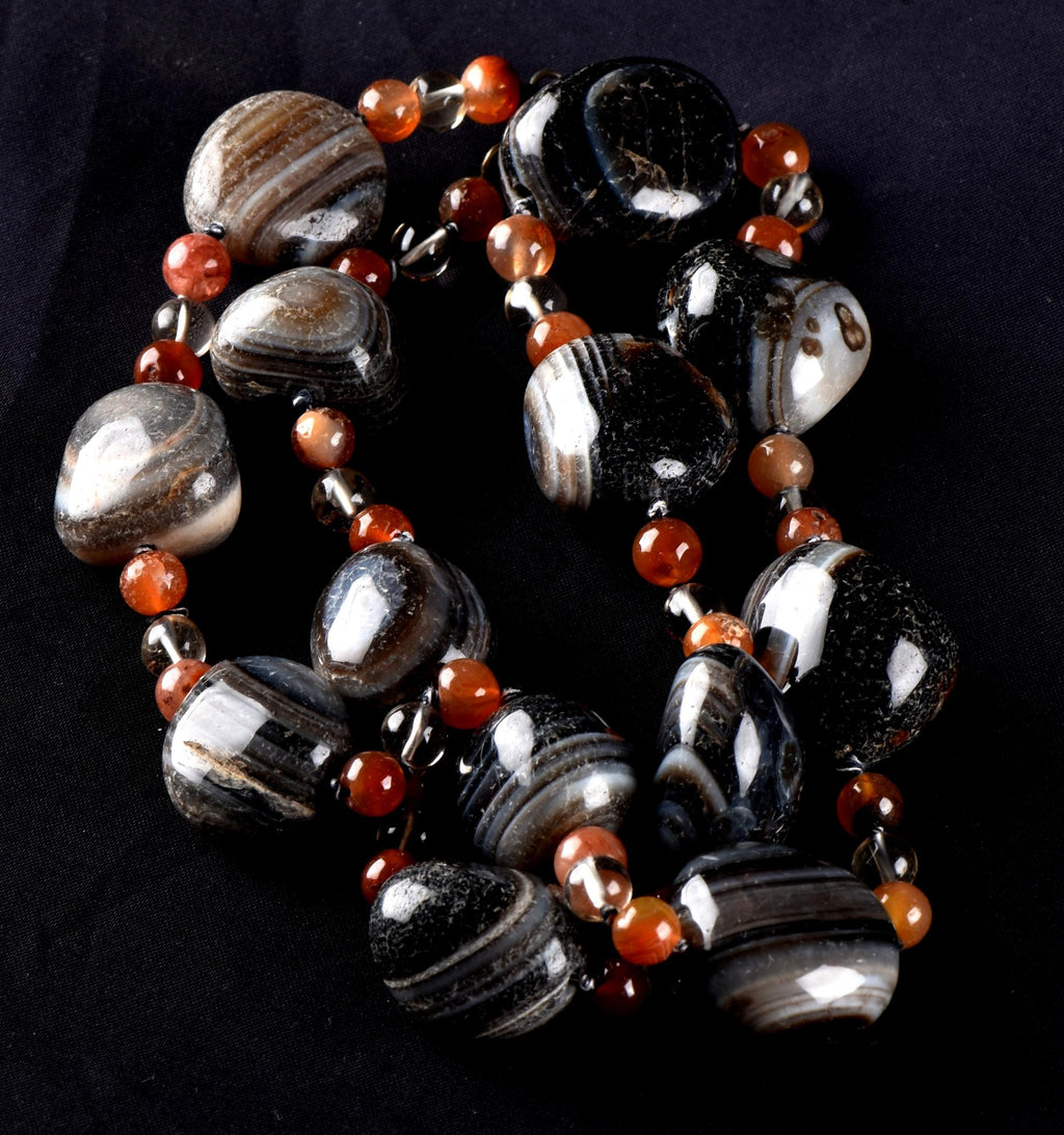 old rare Mystic Sulemani  soloman bead necklace  shaman protection reach patina  # 8300