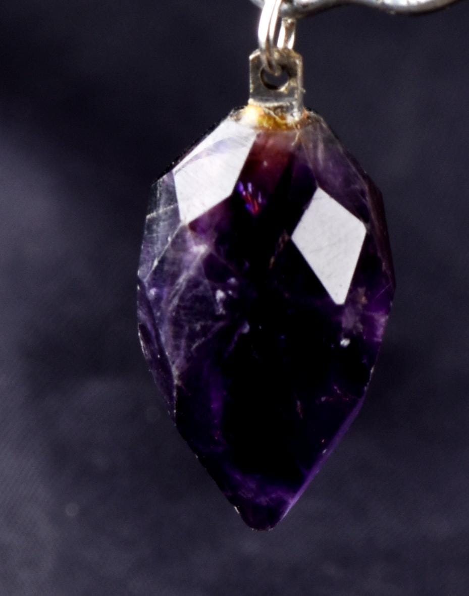 Dark Amethyst  grape faceted pendant  cell regeneration,negative ion generation  #8274