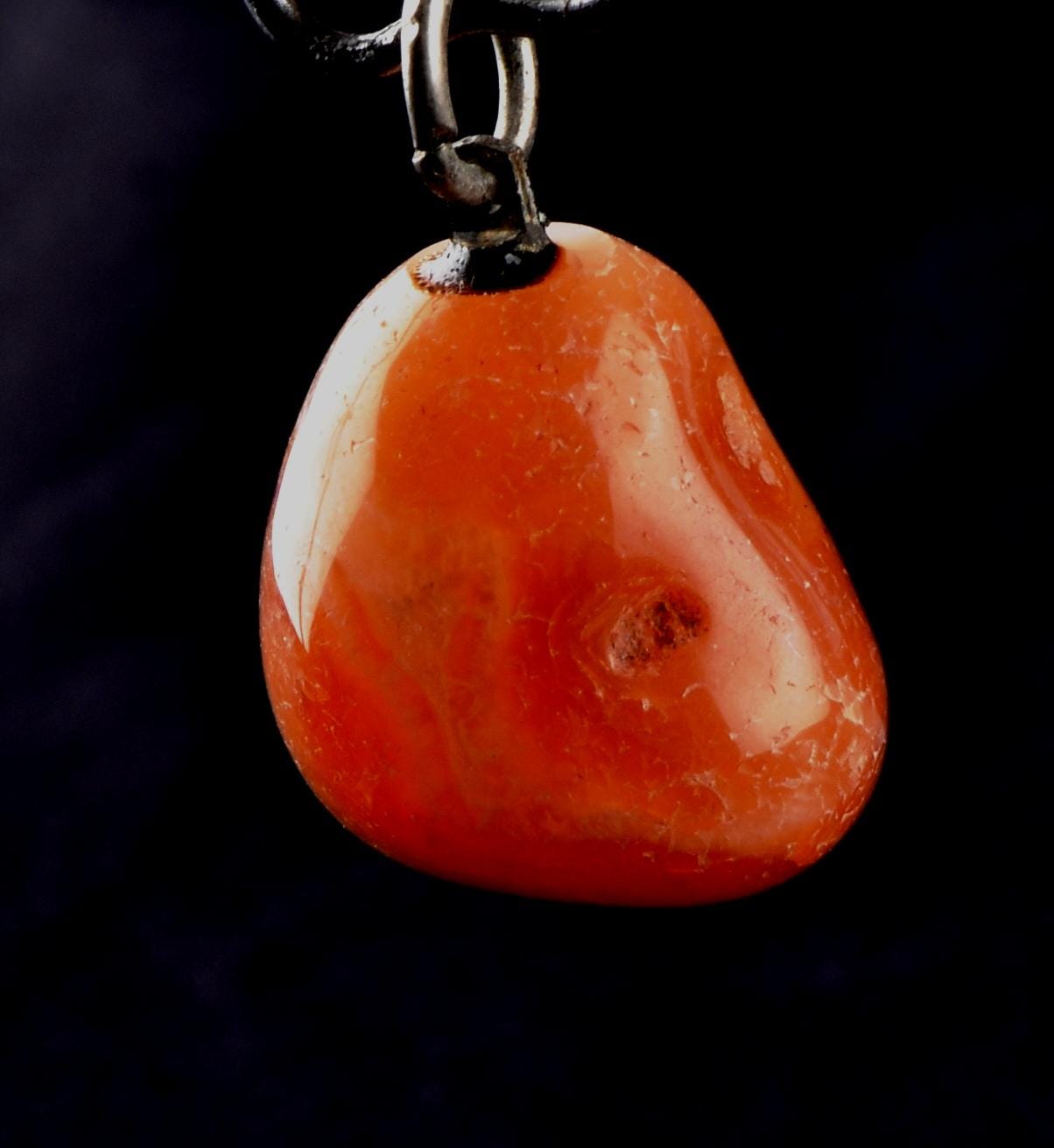 old  Mystic pink Carnelian tumble  with cave pendant for strength courage creativity Carnelian  for strength 8249