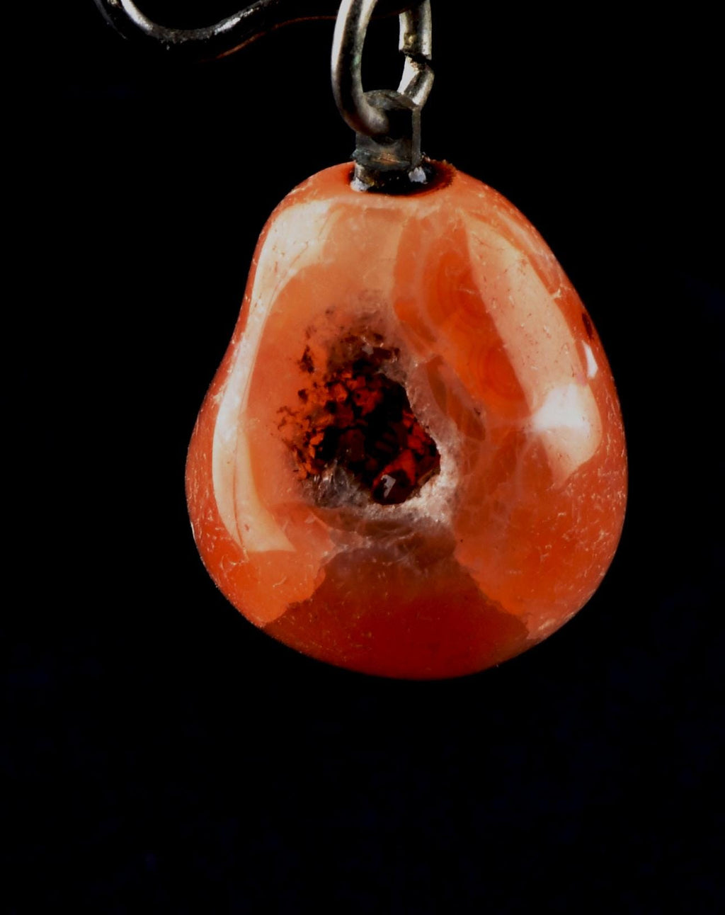 old  Mystic pink Carnelian tumble  with cave pendant for strength courage creativity Carnelian  for strength 8249