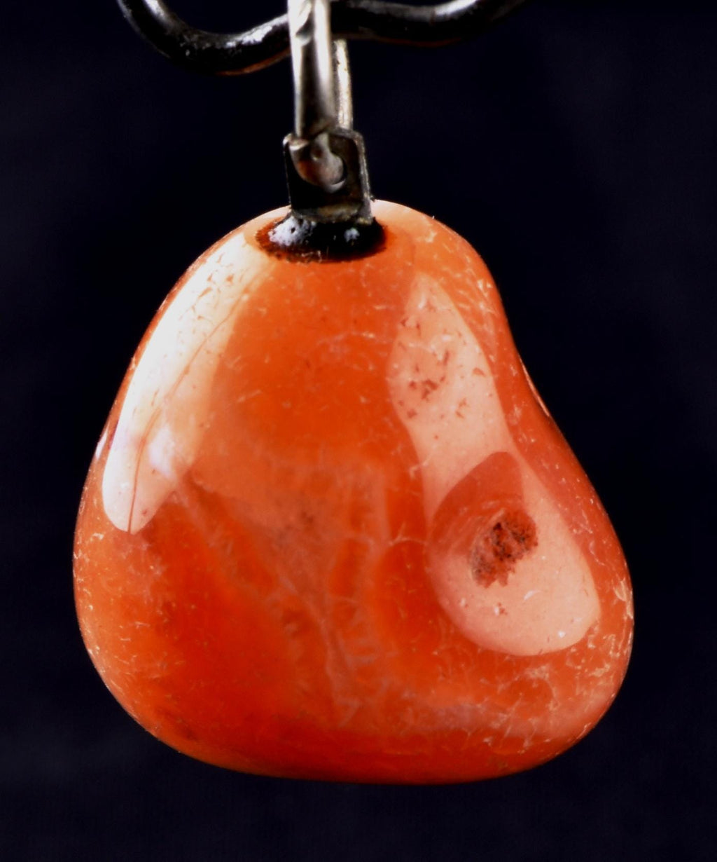 old  Mystic pink Carnelian tumble  with cave pendant for strength courage creativity Carnelian  for strength 8249