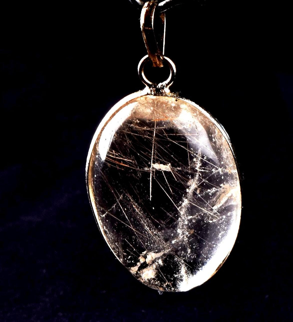 satyaloka silver rutile silver  pendant  cleans aura,scrying,spiritual inspiration #8250