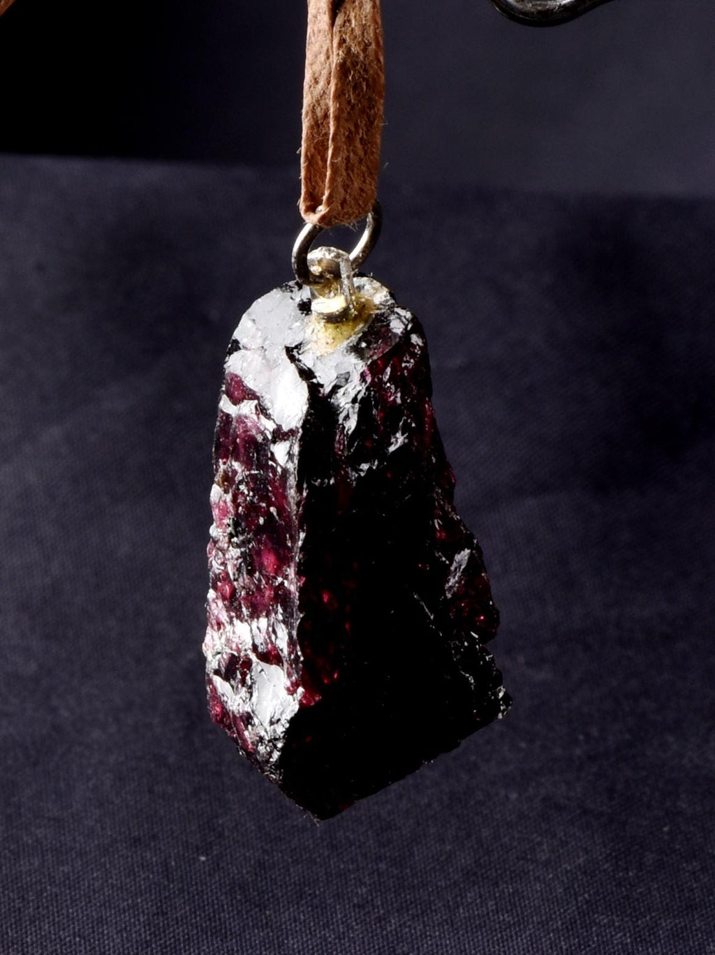 Garnet natural  juicy gem free form pendant passion courage shaman with cord # 8261