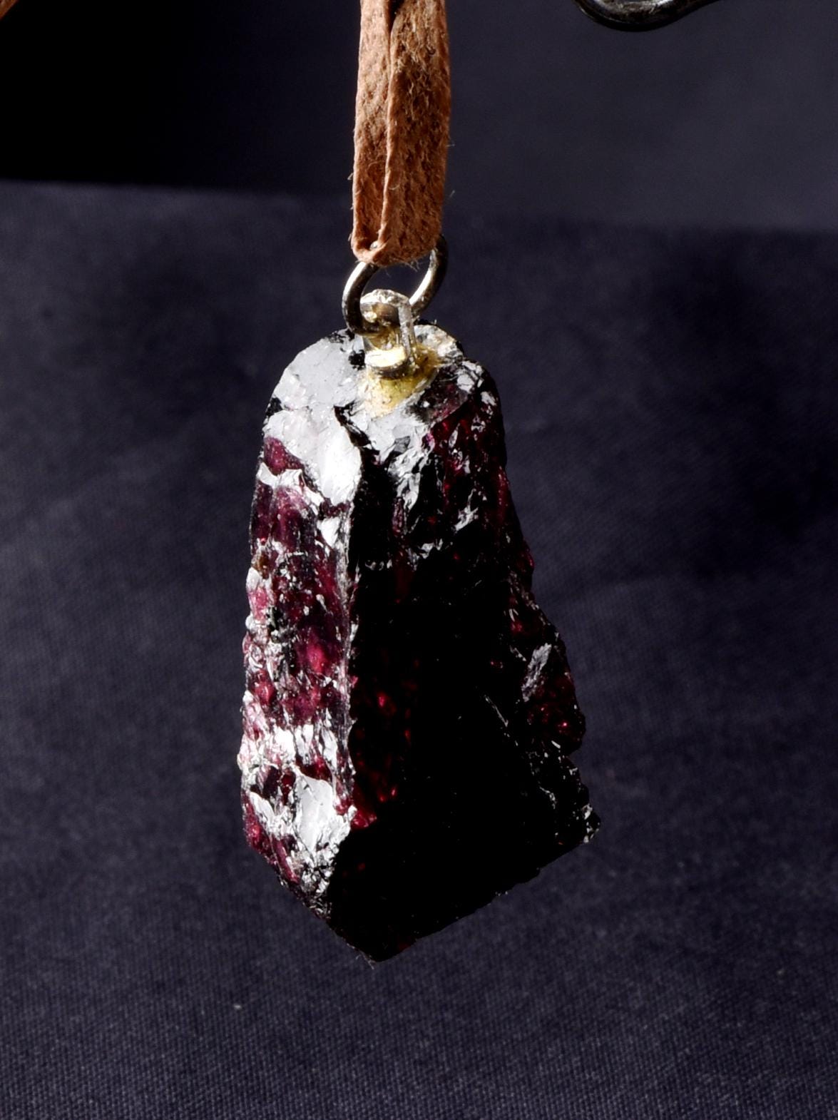 Garnet natural  juicy gem free form pendant passion courage shaman with cord # 8261