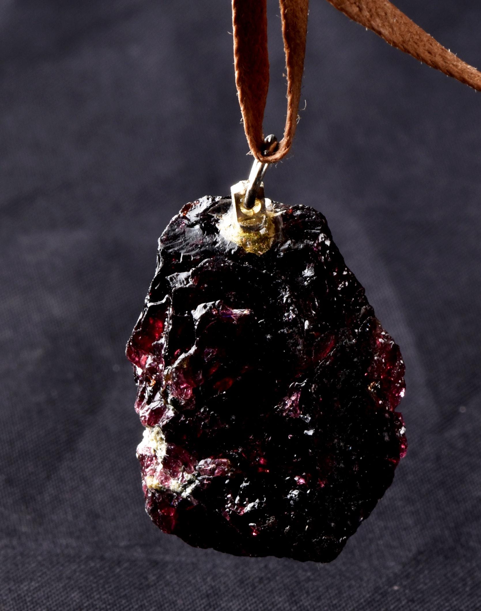 Garnet natural  juicy gem free form pendant passion courage shaman with cord # 8261