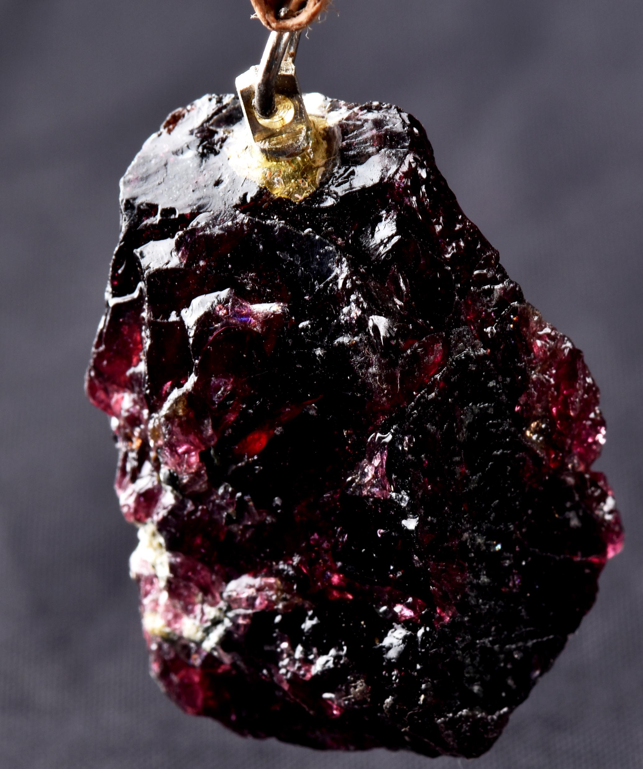 Garnet natural  juicy gem free form pendant passion courage shaman with cord # 8261