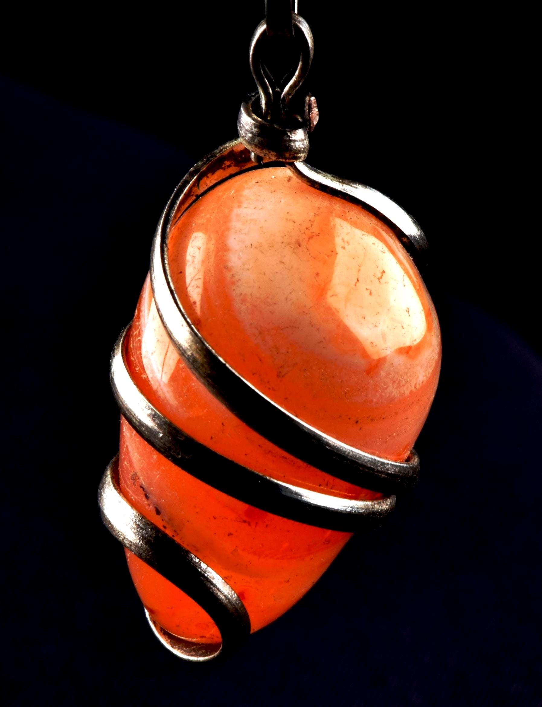 Rare Mystic Sulemani  pink Carnelian pendant natural  ''evil eye'' stone # 8252