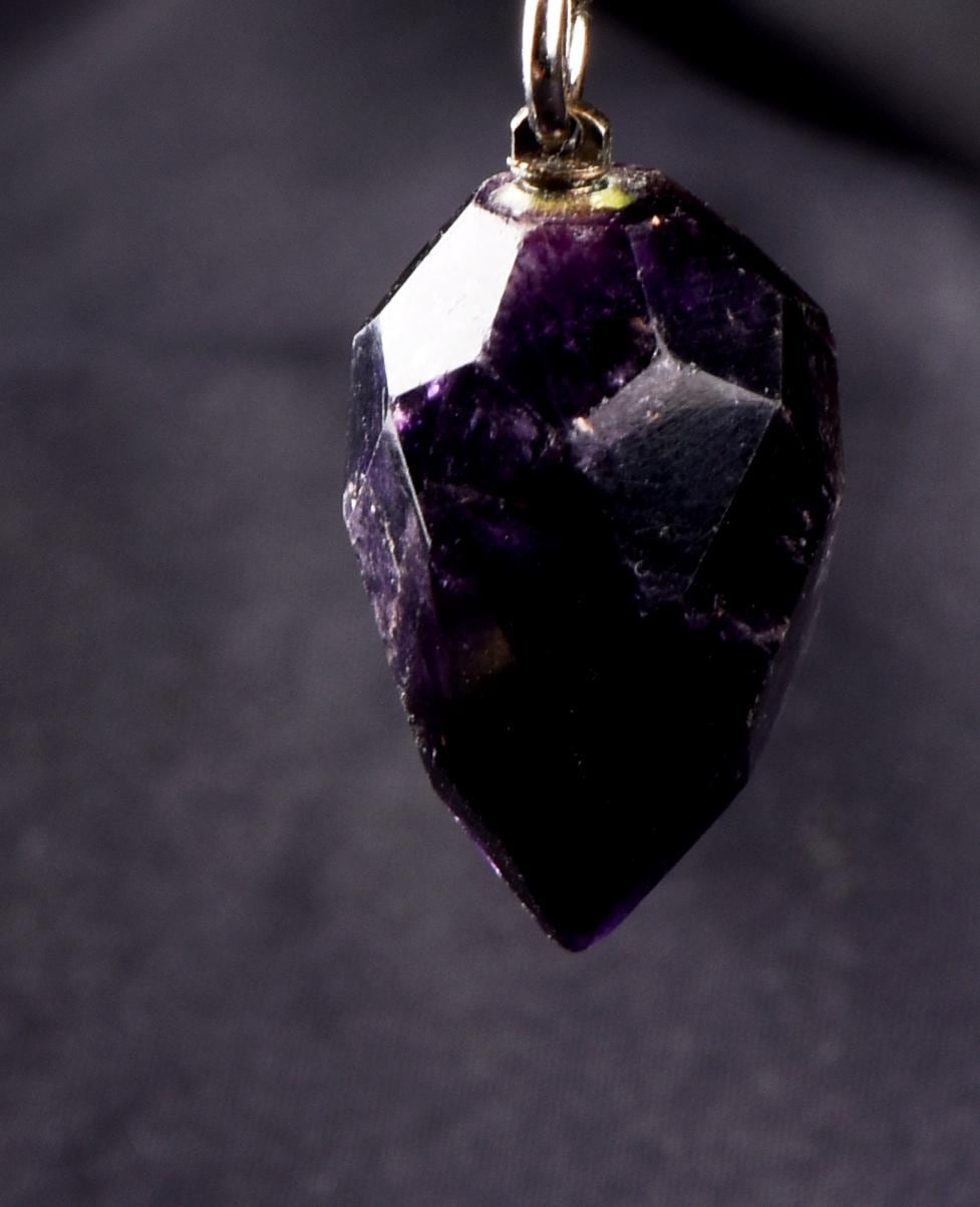 Dark Amethyst  grape faceted pendant  cell regeneration,negative ion generation  #8271