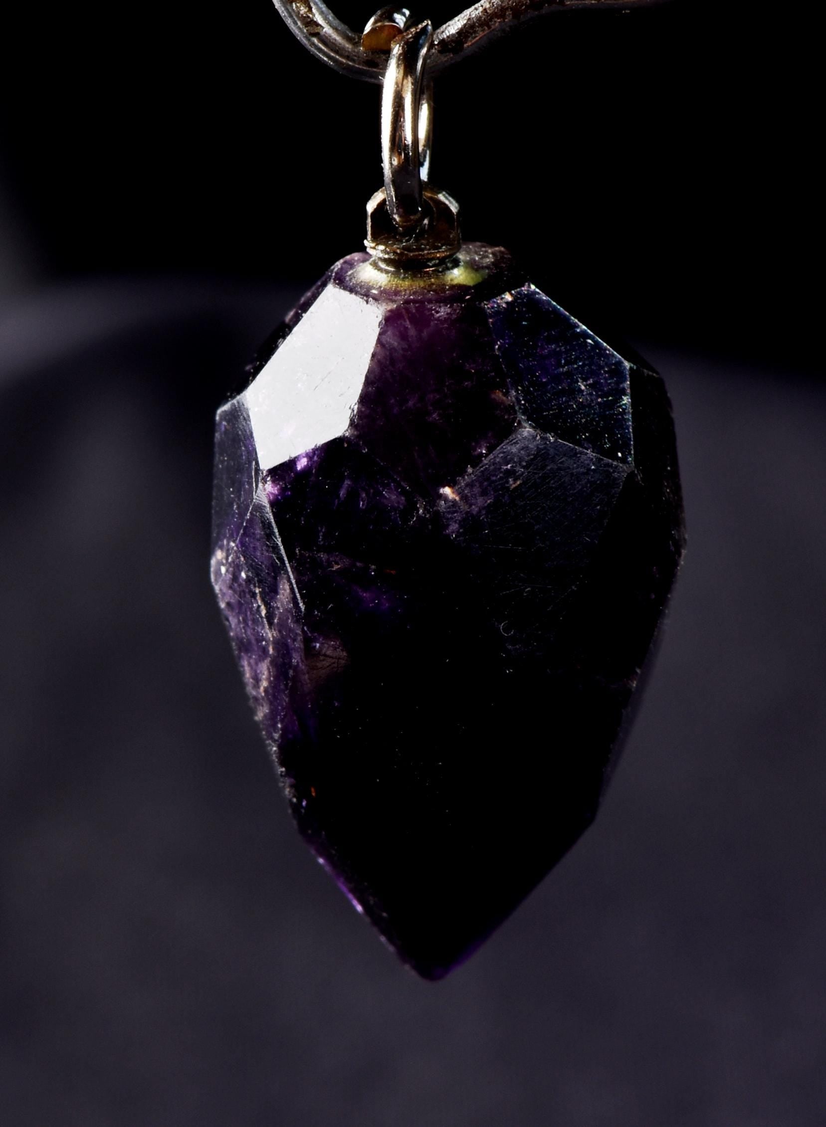 Dark Amethyst  grape faceted pendant  cell regeneration,negative ion generation  #8271