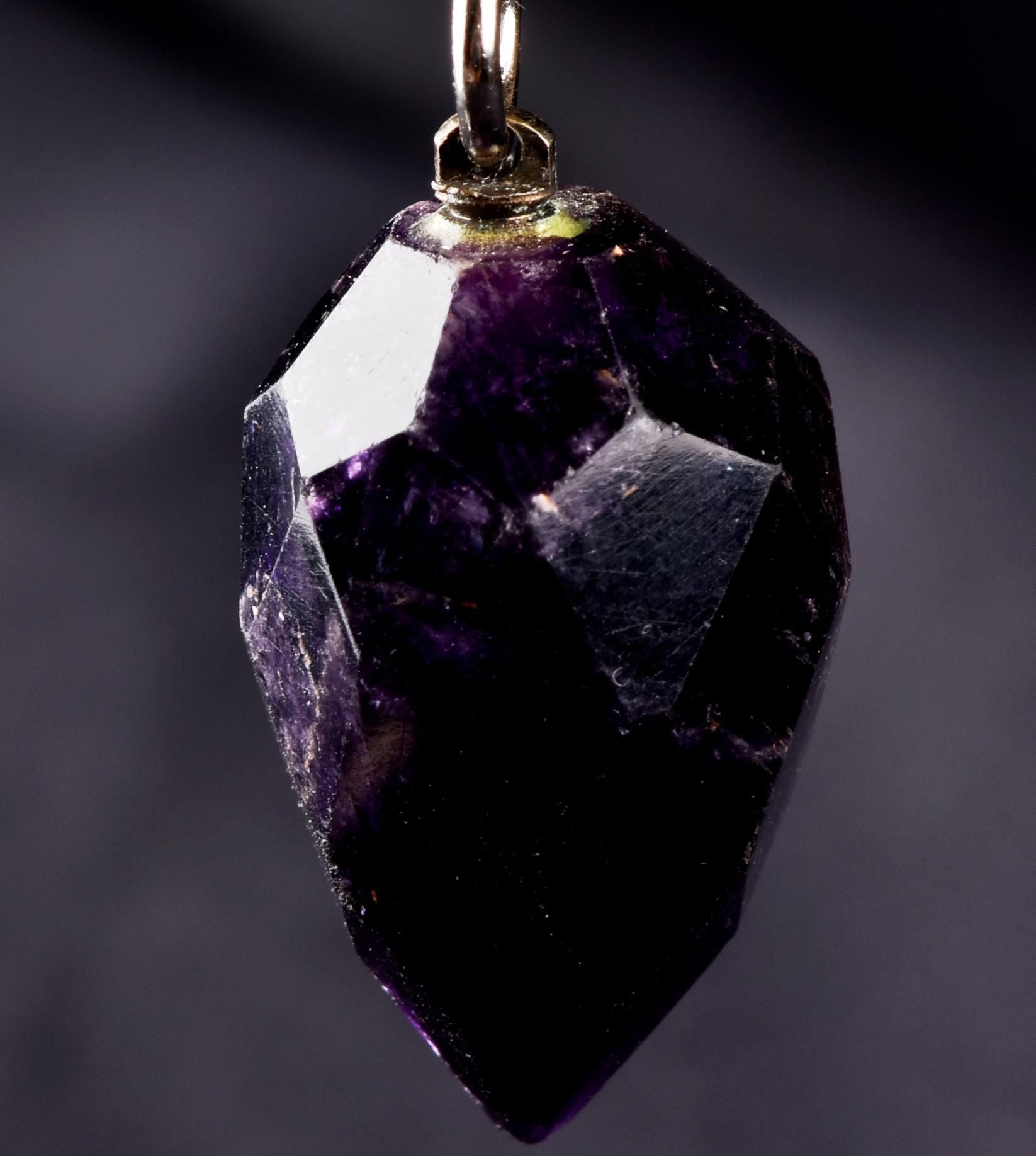 Dark Amethyst  grape faceted pendant  cell regeneration,negative ion generation  #8271