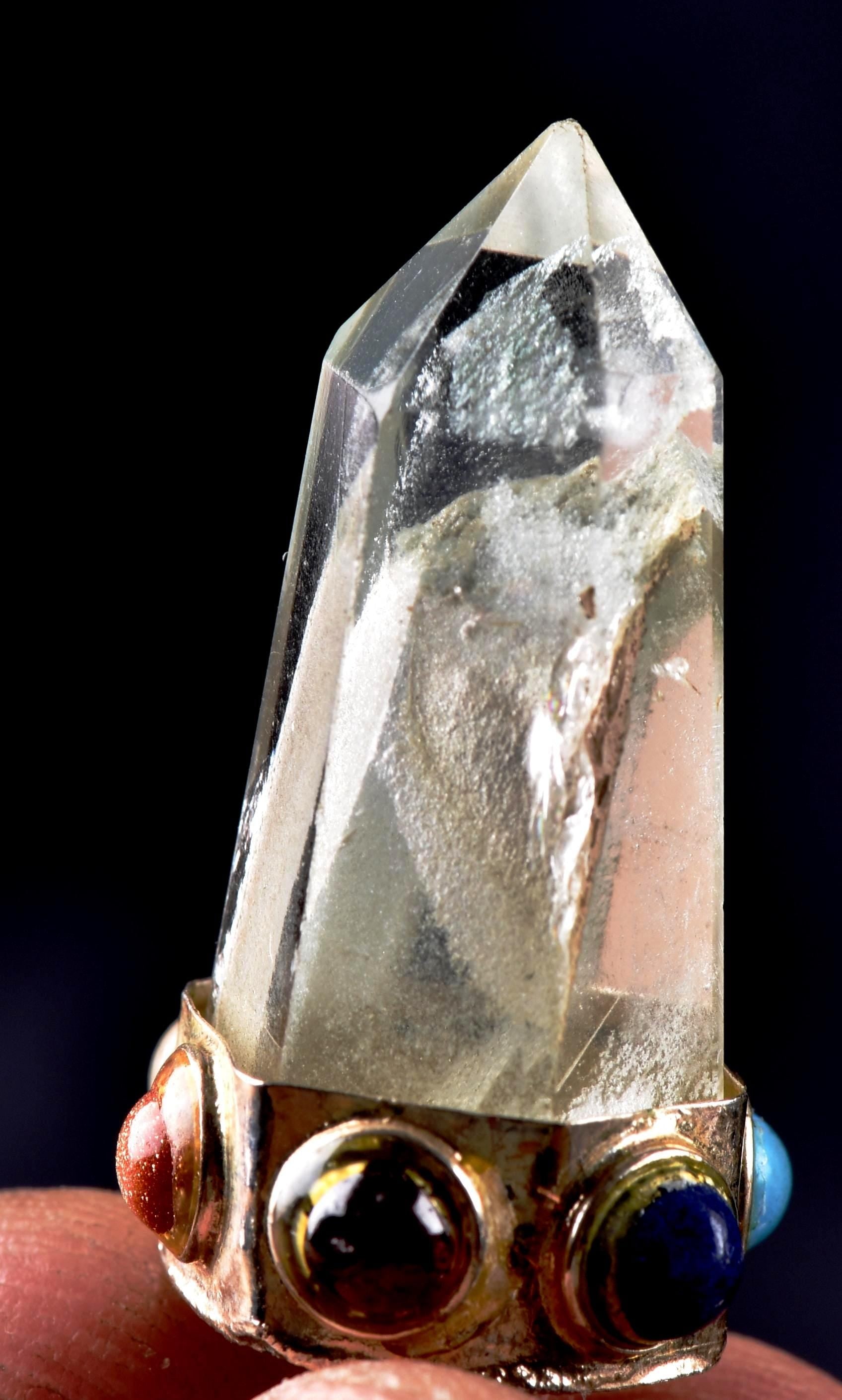 Himalayan lemurian  manifestation quartz  baby quartz inside rainbow   crystal  special multi gem pendant#7308
