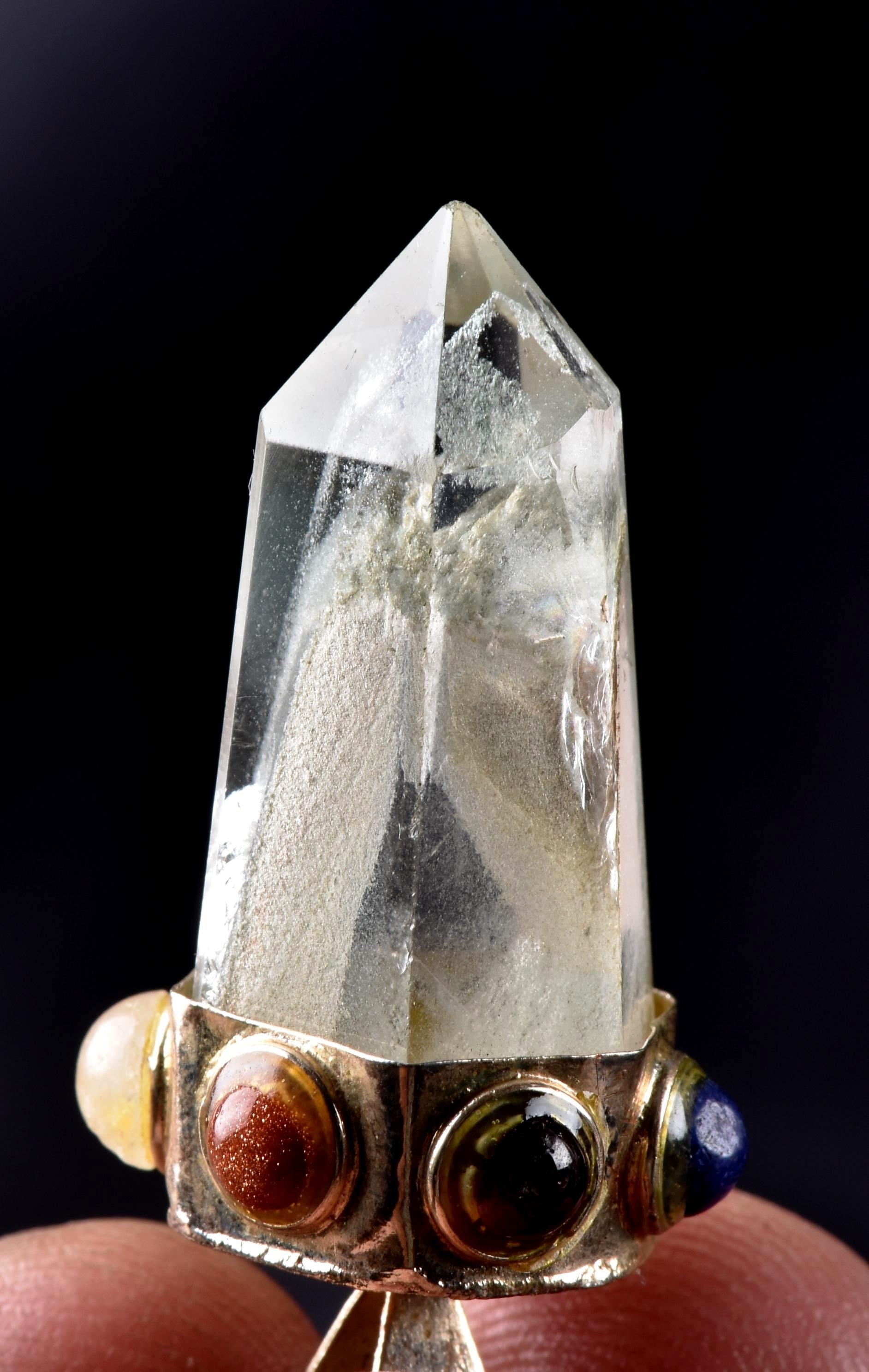 Himalayan lemurian  manifestation quartz  baby quartz inside rainbow   crystal  special multi gem pendant#7308