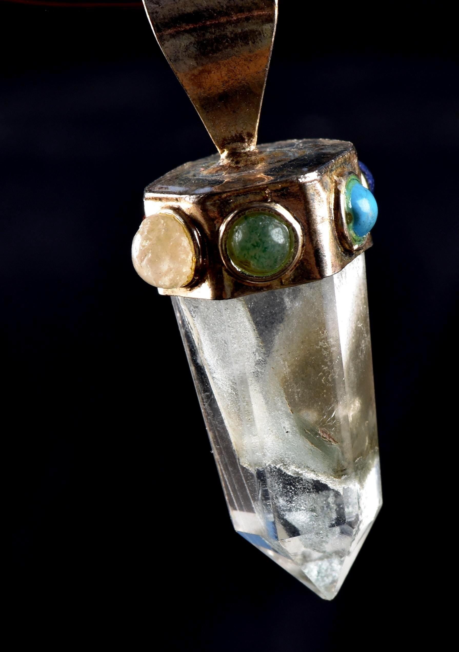 Himalayan lemurian  manifestation quartz  baby quartz inside rainbow   crystal  special multi gem pendant#7308