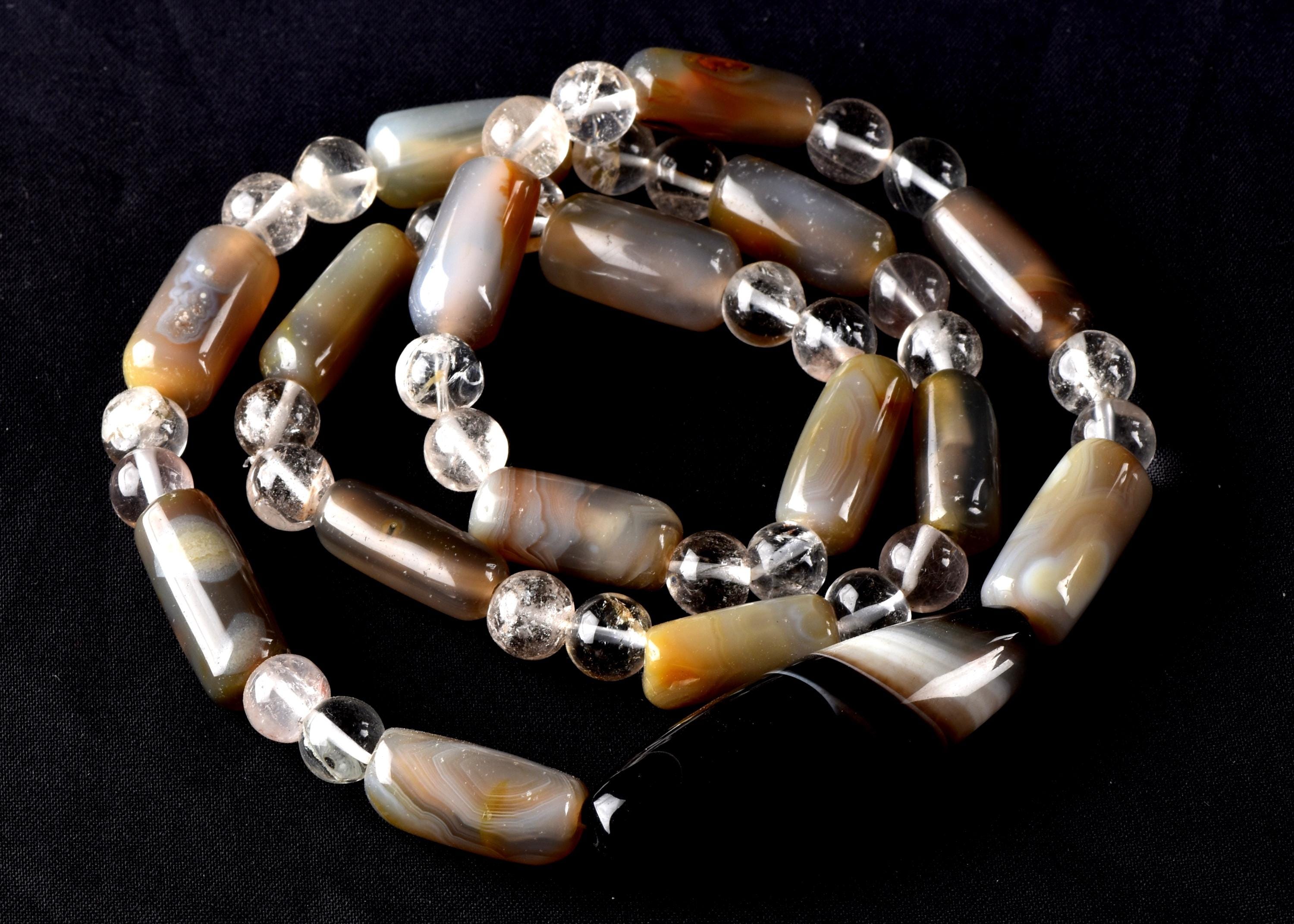 old rare Mystic Sulemani  bhaisajyaguru soloman bead necklace  shaman protection reach patina  # 8292