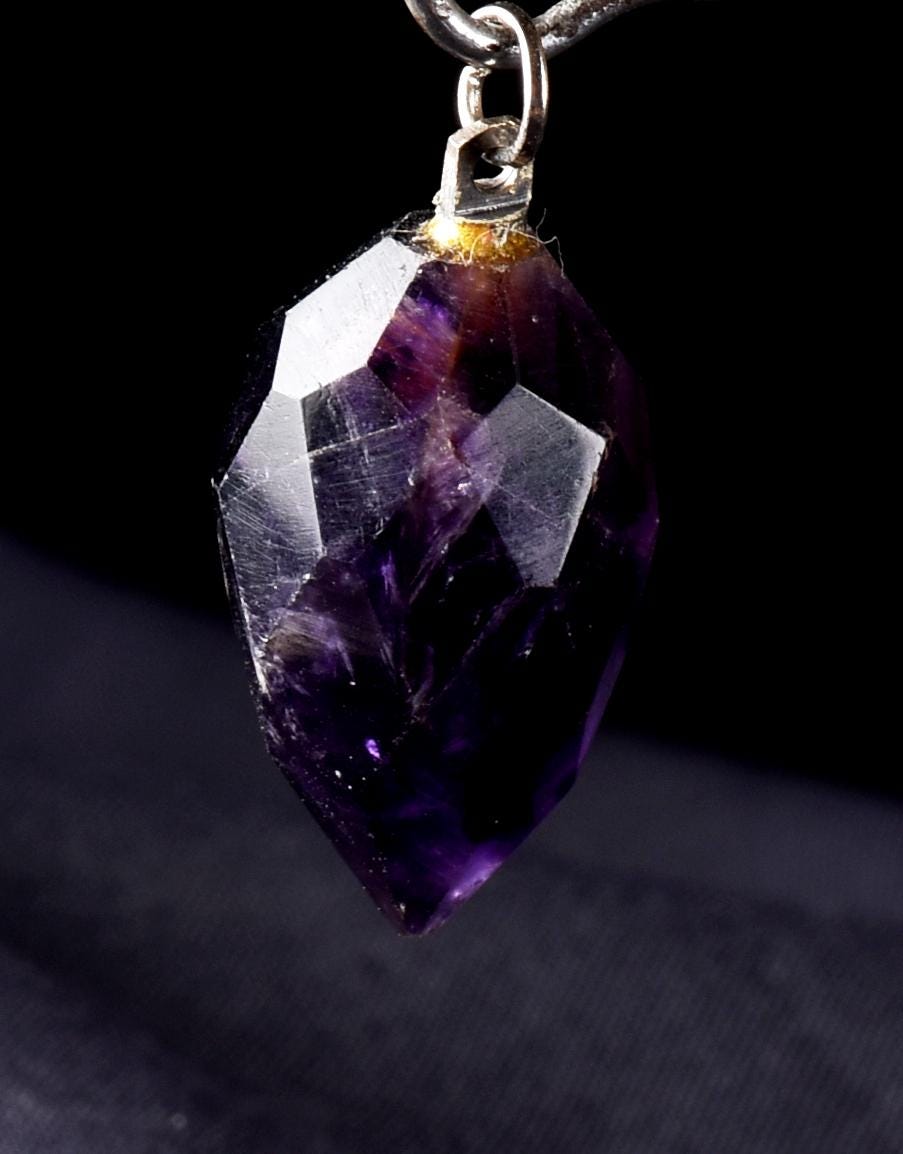 Dark Amethyst  grape faceted pendant  cell regeneration,negative ion generation  #8274