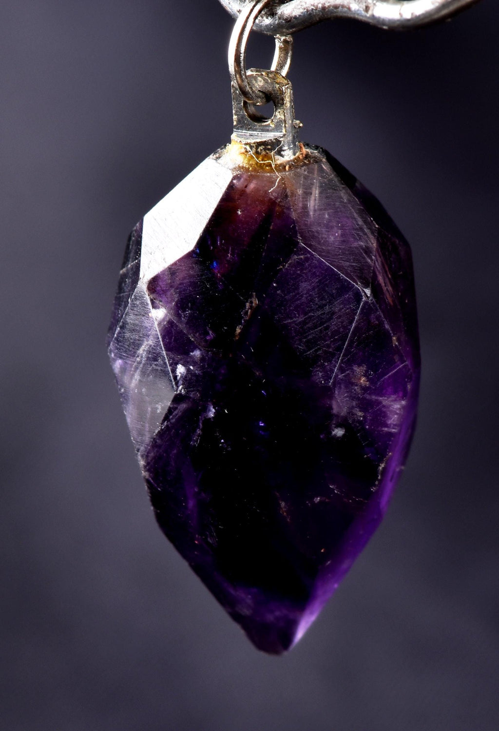Dark Amethyst  grape faceted pendant  cell regeneration,negative ion generation  #8274