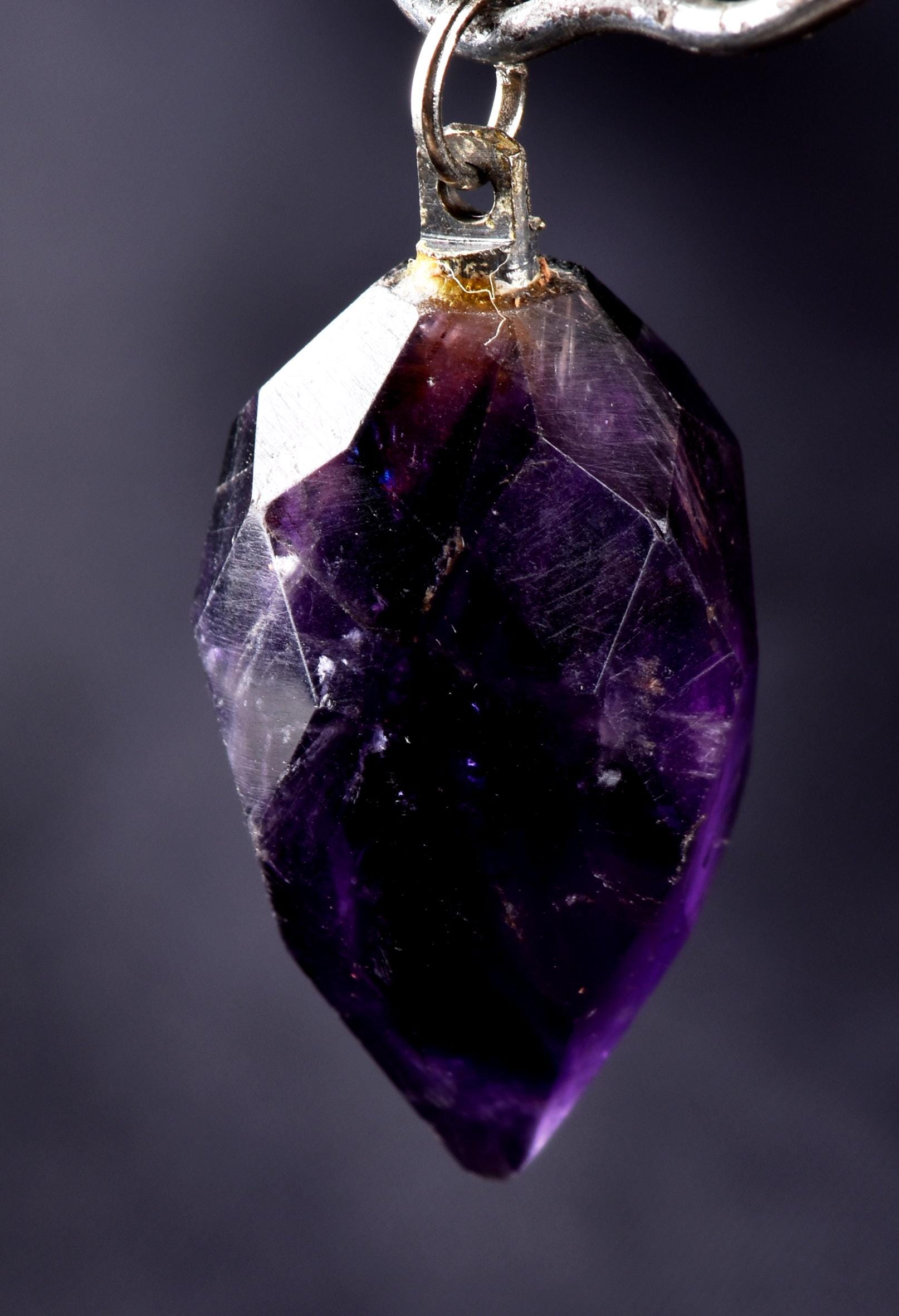 Dark Amethyst  grape faceted pendant  cell regeneration,negative ion generation  #8274
