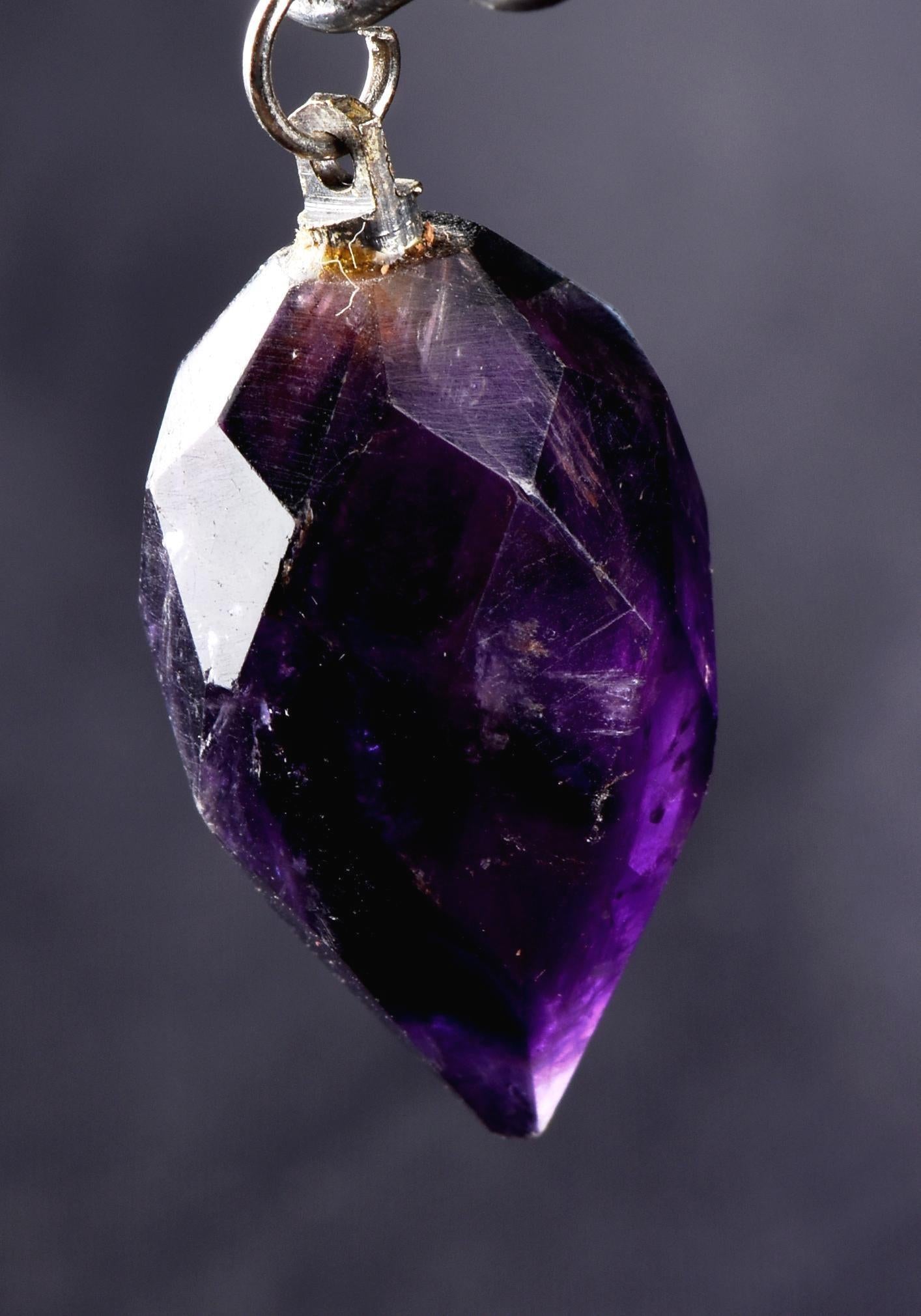 Dark Amethyst  grape faceted pendant  cell regeneration,negative ion generation  #8274