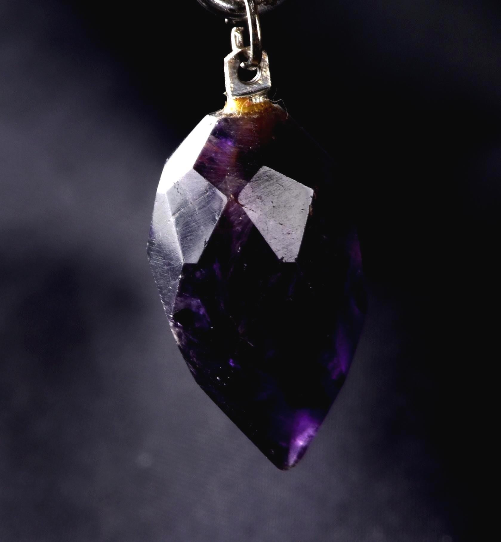 Dark Amethyst  grape faceted pendant  cell regeneration,negative ion generation  #8274