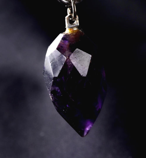 Dark Amethyst  grape faceted pendant  cell regeneration,negative ion generation  #8274