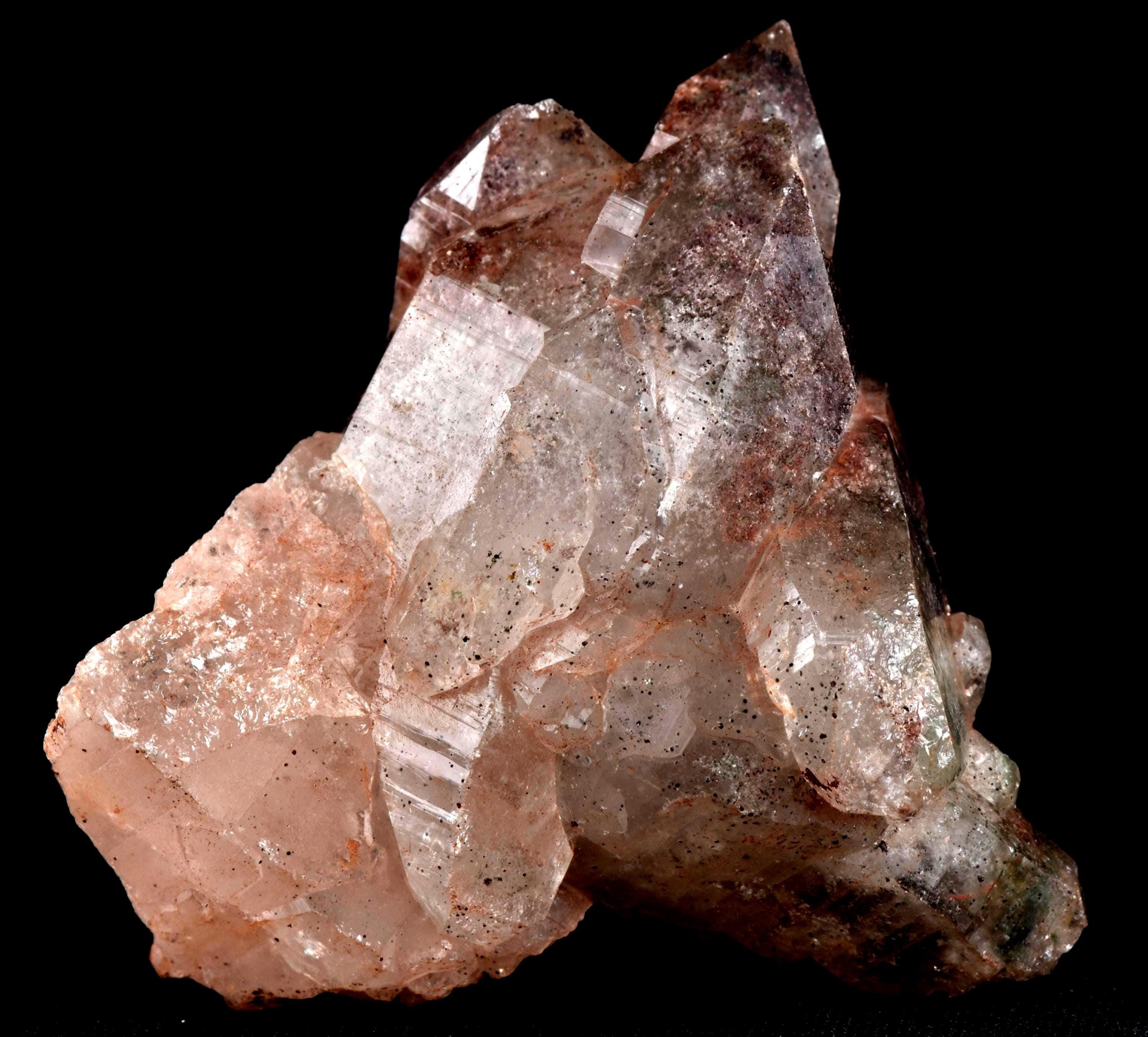 Himalayan pink crystal with green chlorite  gwindel Phantom,,rutile,lodolite,d.t, rare floater,#7572