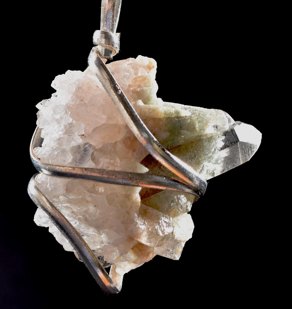 Himalayan Green Chlorite  Quartz Crystal Family Flowerpendant # 1032