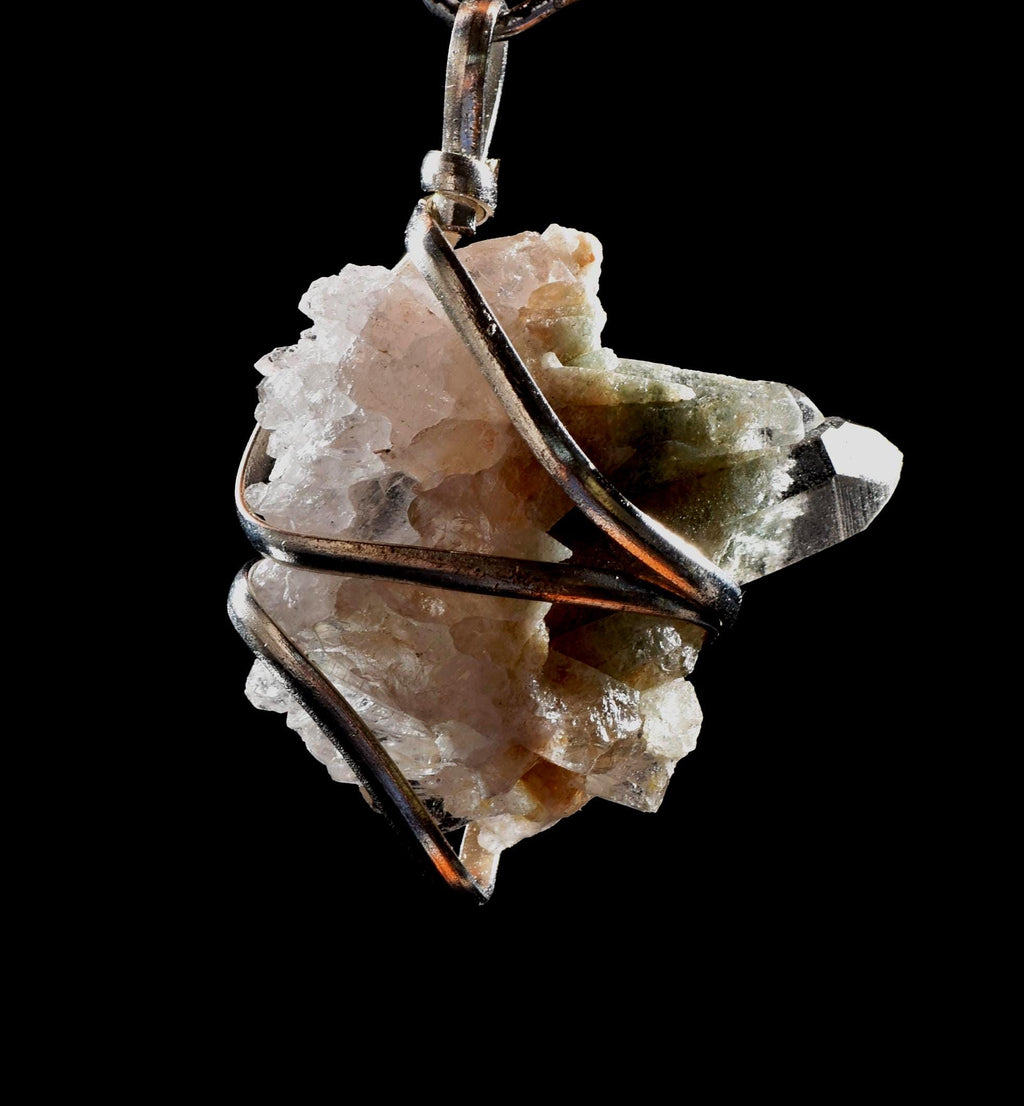 Himalayan Green Chlorite  Quartz Crystal Family Flowerpendant # 1032
