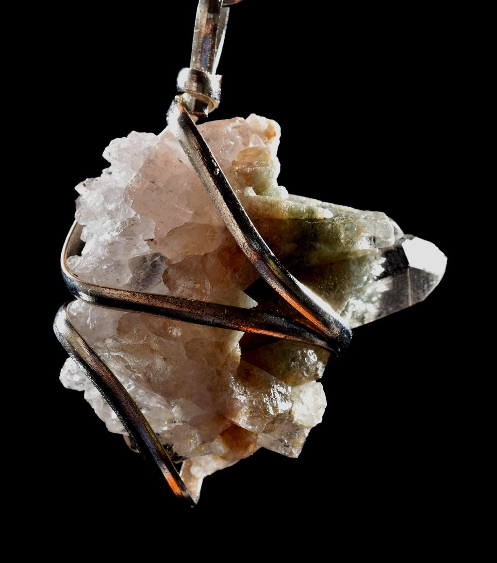 Himalayan Green Chlorite  Quartz Crystal Family Flowerpendant # 1032