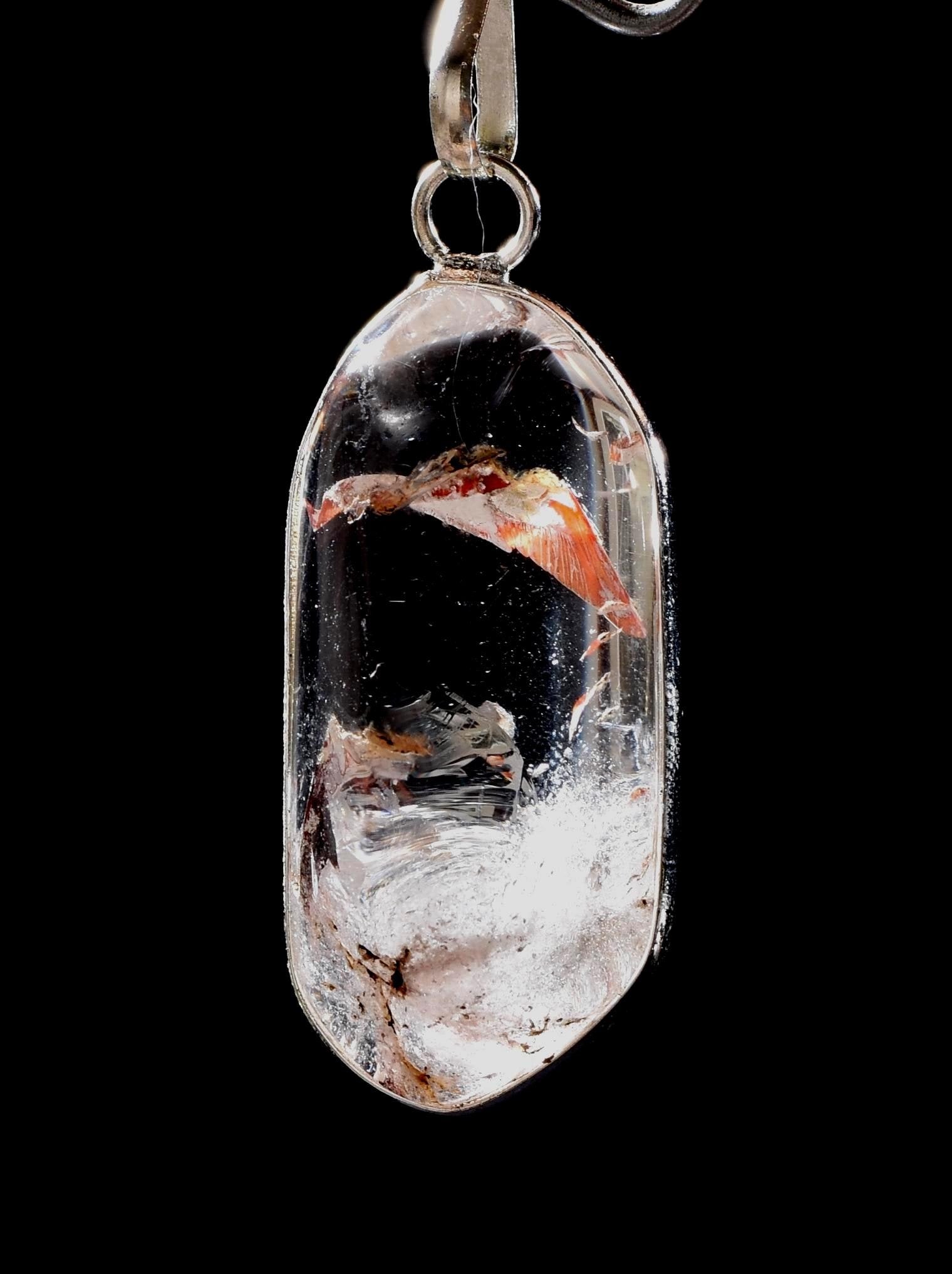 Himalayan Red   agnitite  fairy feather wing rainbow pendant supra mental transformation   # 1033